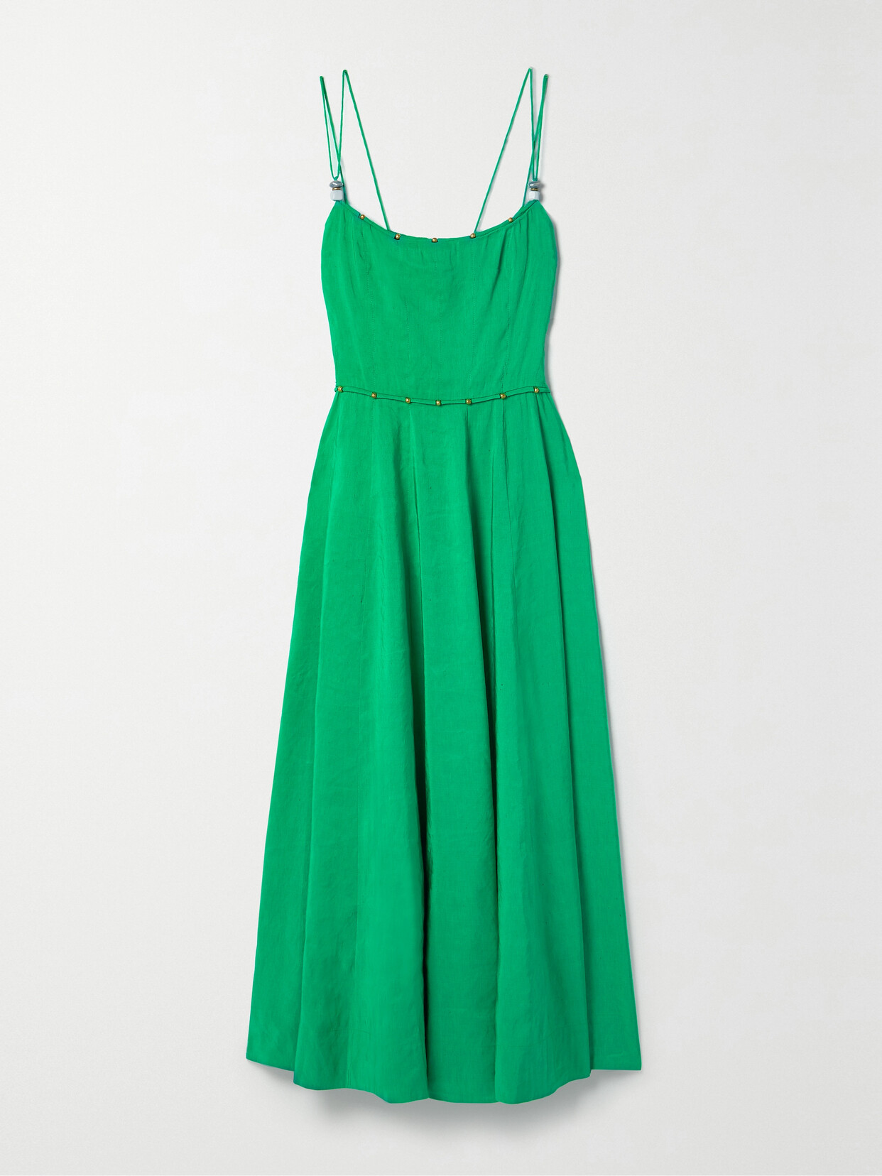 La Ligne - Embellished Linen-blend Midi Dress - Green