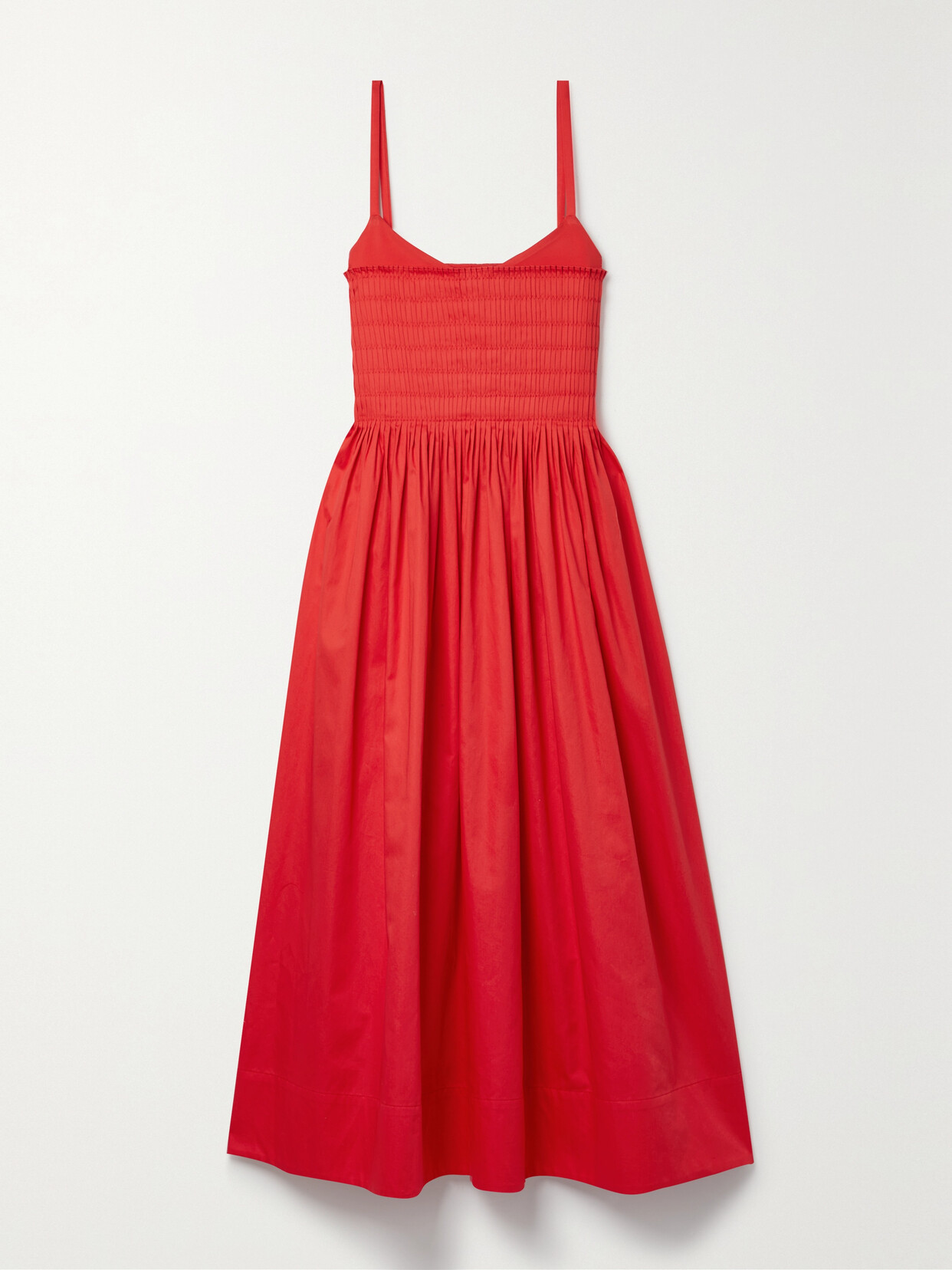 La Ligne - Pintucked Cotton-poplin And Stretch-jersey Midi Dress - Red