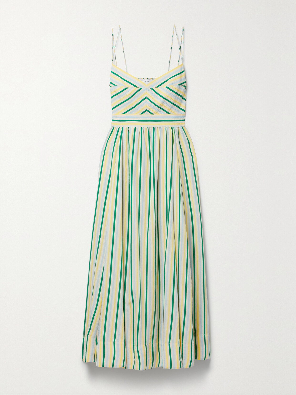 La Ligne Tracy Striped Voile Maxi Dress In Green