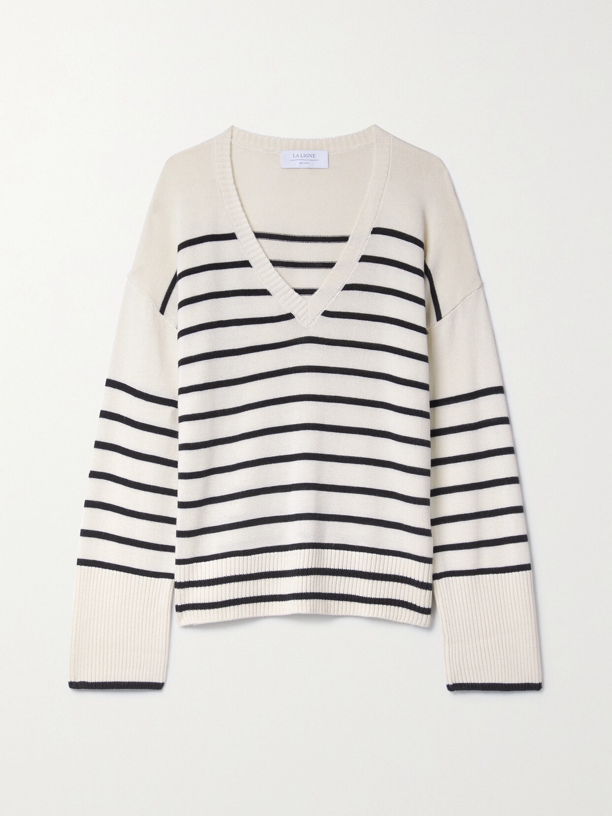 La Ligne - Oversized Striped Silk And Cashmere-blend Sweater - Cream