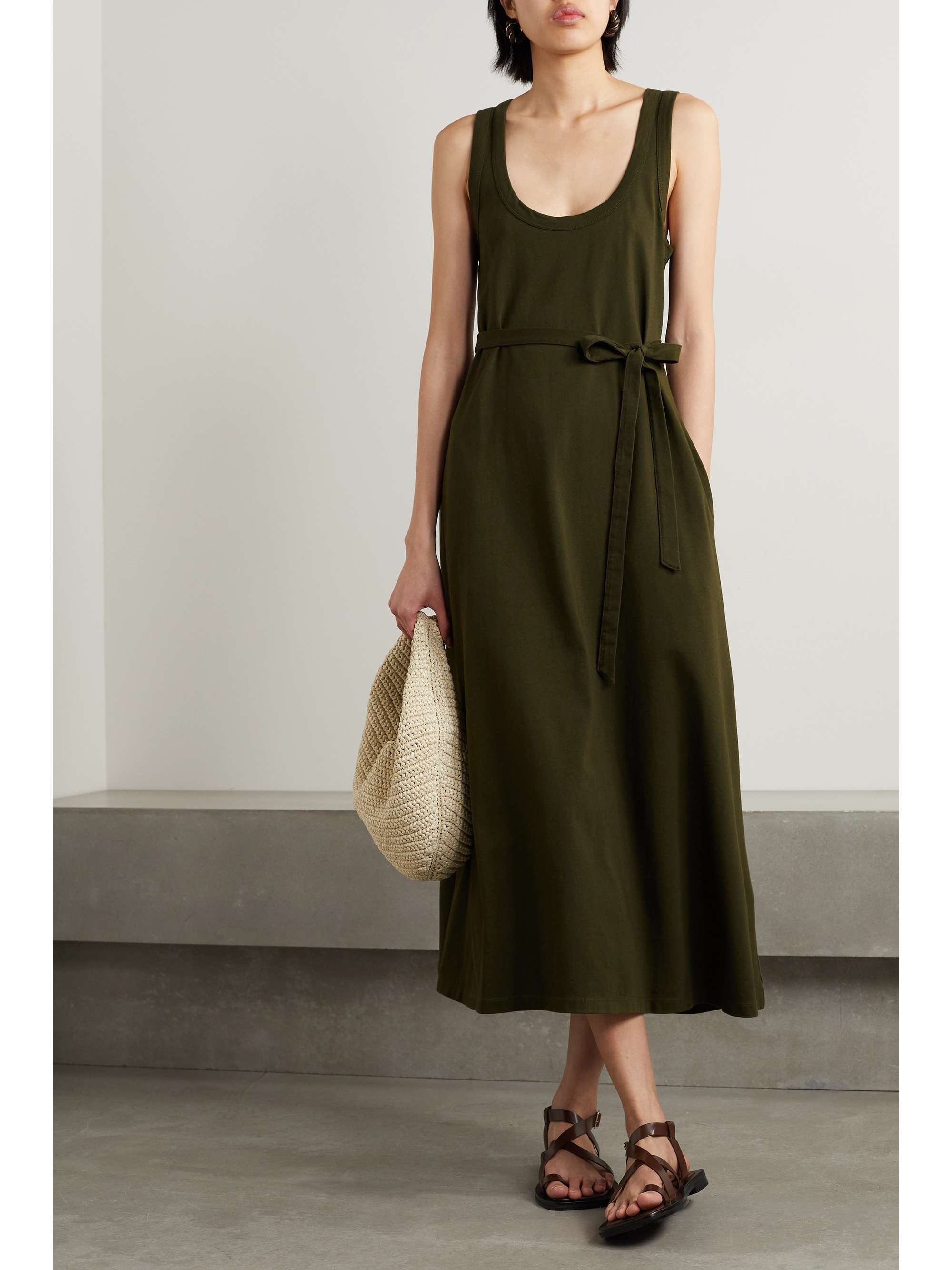 LA LIGNE Andie belted cottonjersey midi dress NETAPORTER