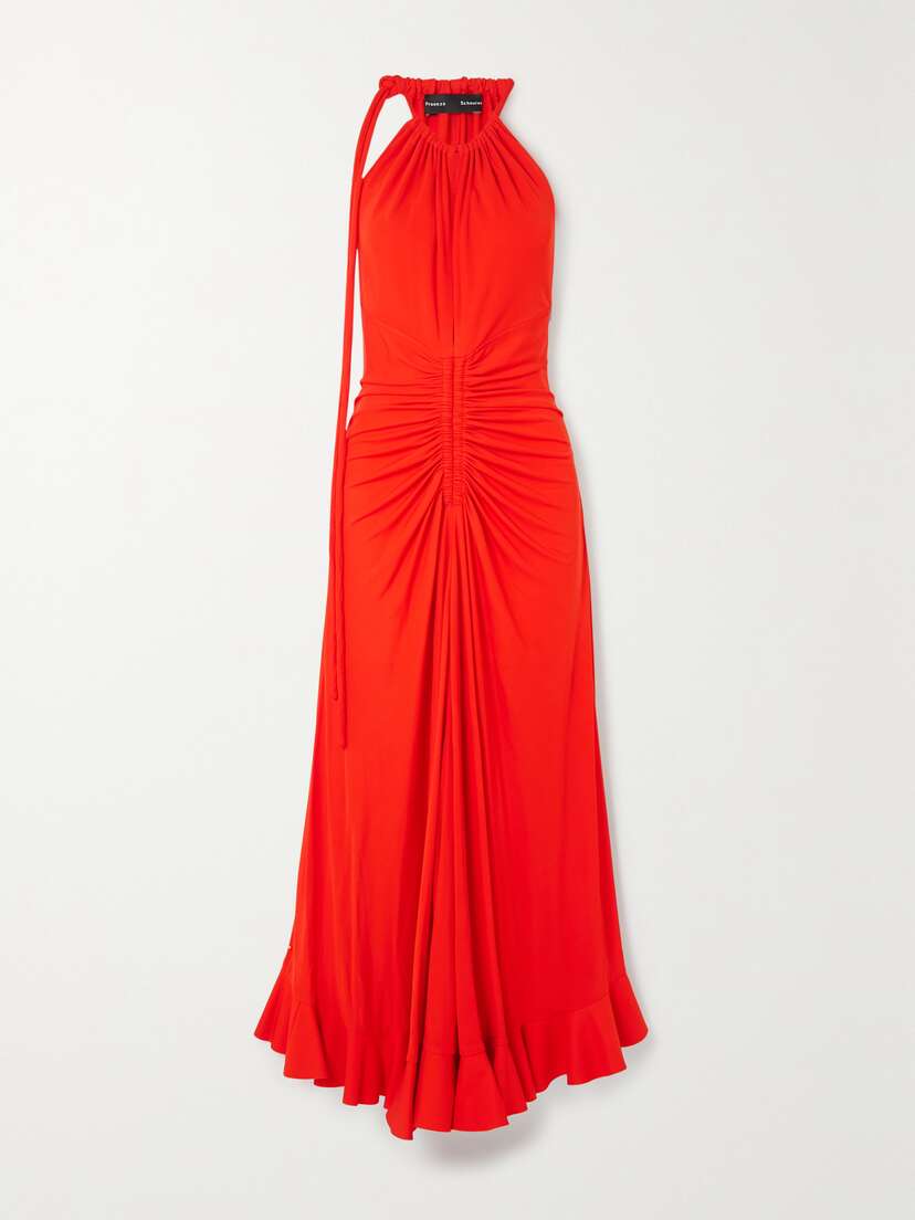 Proenza Schouler Ruched Jersey-crepe Halterneck Maxi Dress