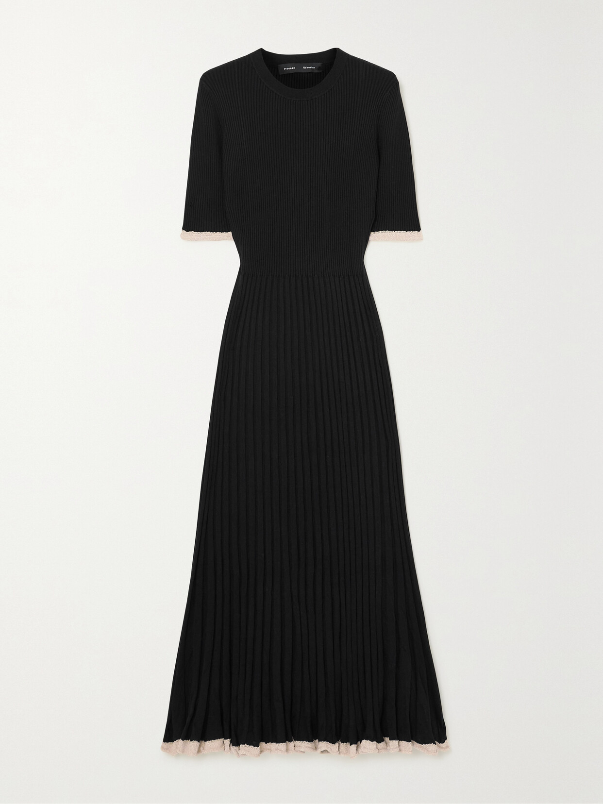 Proenza Schouler Ribbed Silk-blend Midi Dress - Black