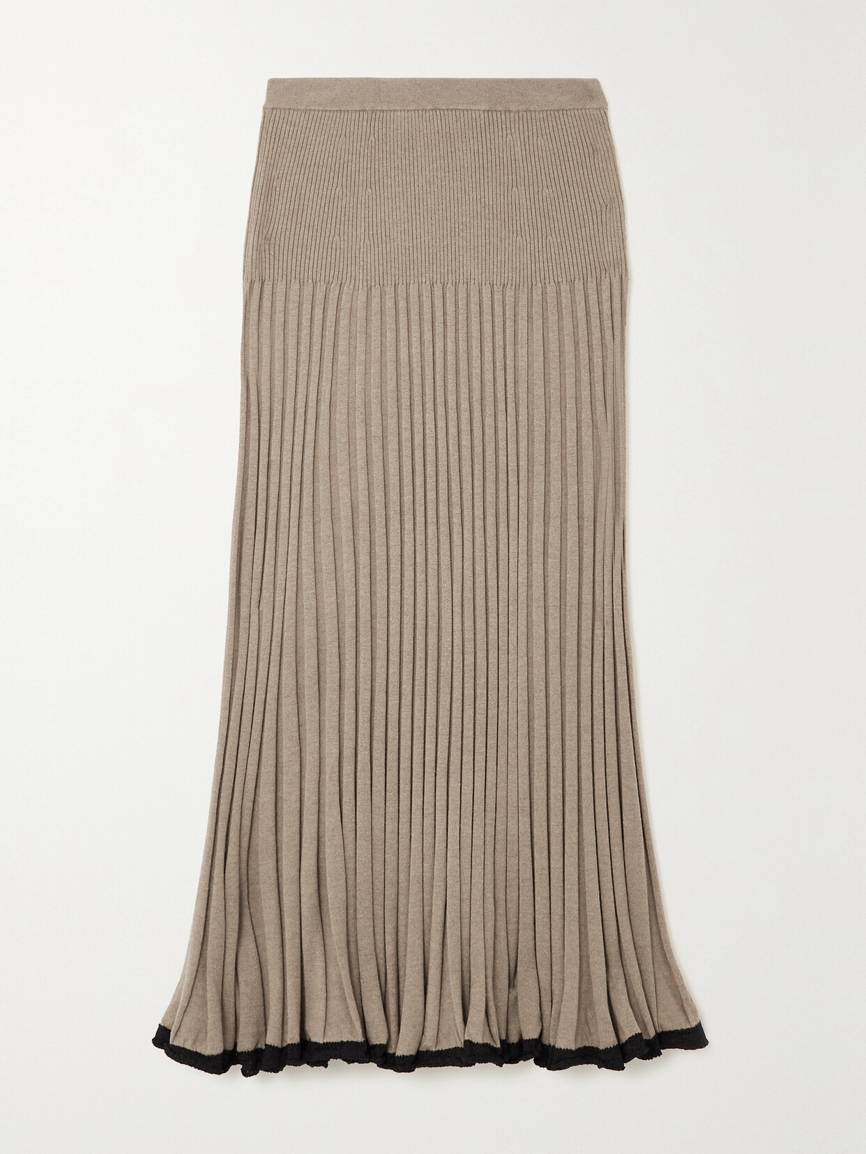 Proenza Schouler - Pleated Ribbed Silk And Cashmere-blend Skirt - Brown