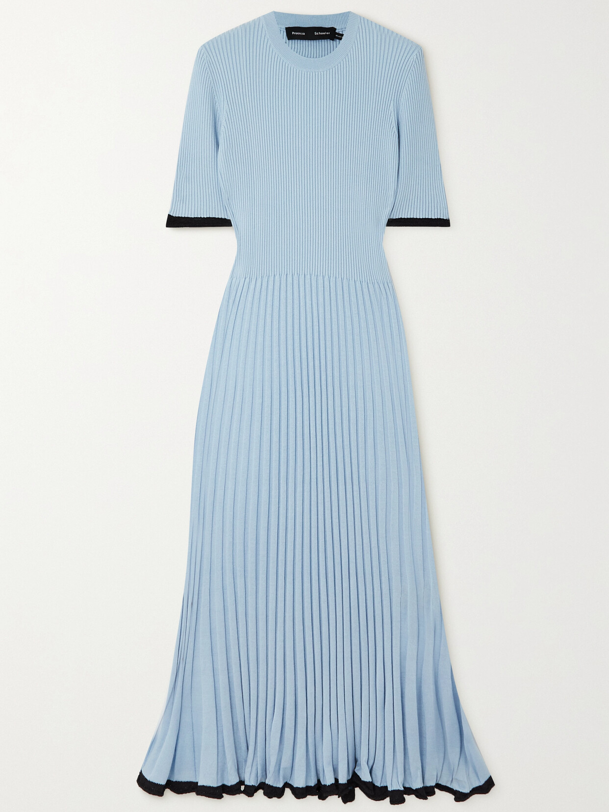 Proenza Schouler Ribbed Silk-blend Midi Dress In Blue
