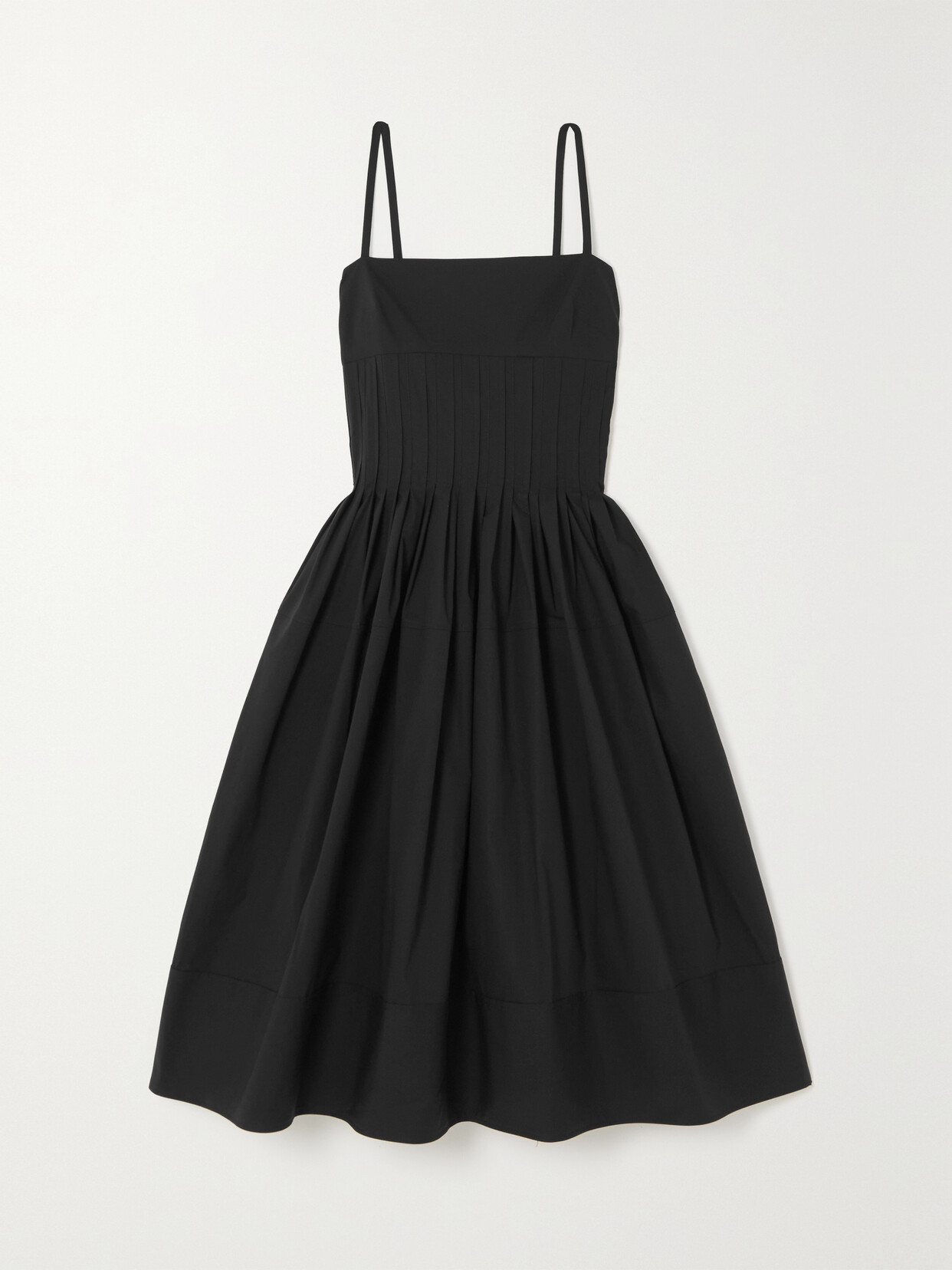 Proenza Schouler - Pintucked Cotton-blend Poplin Midi Dress - Black