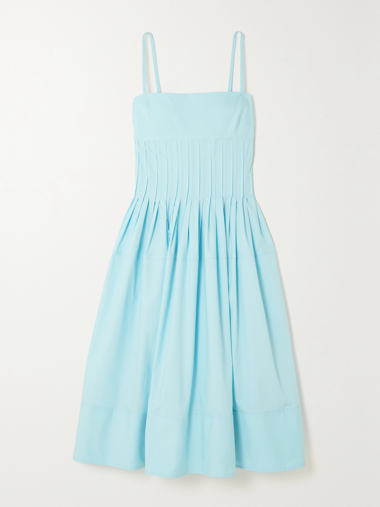 Proenza Schouler Pintucked Cotton-blend Poplin Midi Dress - Blue