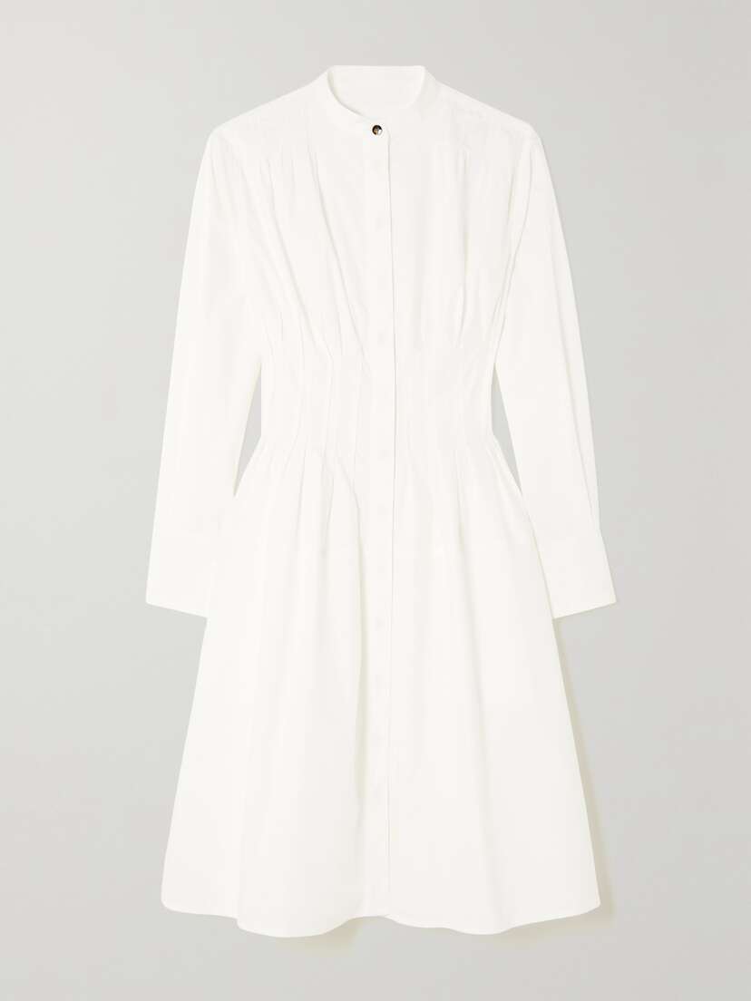 Proenza Schouler Pintucked Stretch-cotton Poplin Shirt Dress