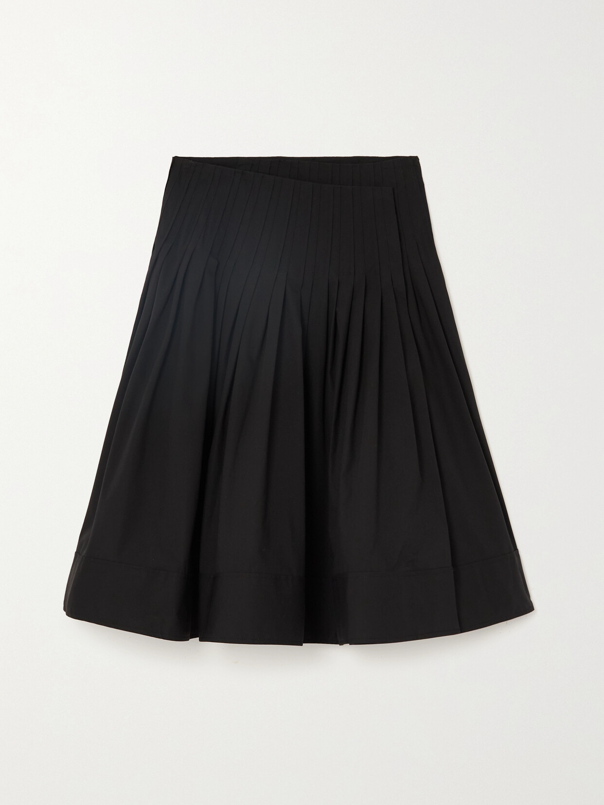 PROENZA SCHOULER PLEATED COTTON-BLEND POPLIN MIDI WRAP SKIRT