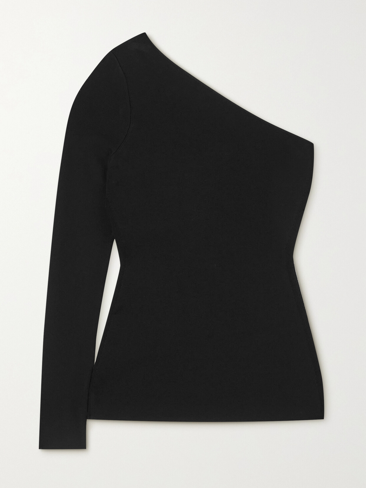 Victoria Beckham One-shoulder Stretch-knit Top In Black