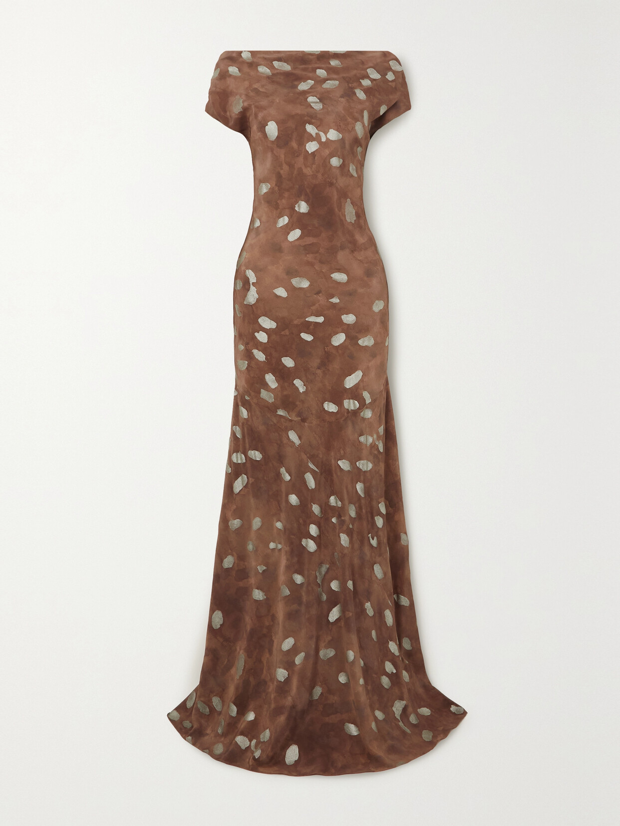 Cortana - + Net Sustain Alina Printed Silk Crepe De Chine Gown - Brown