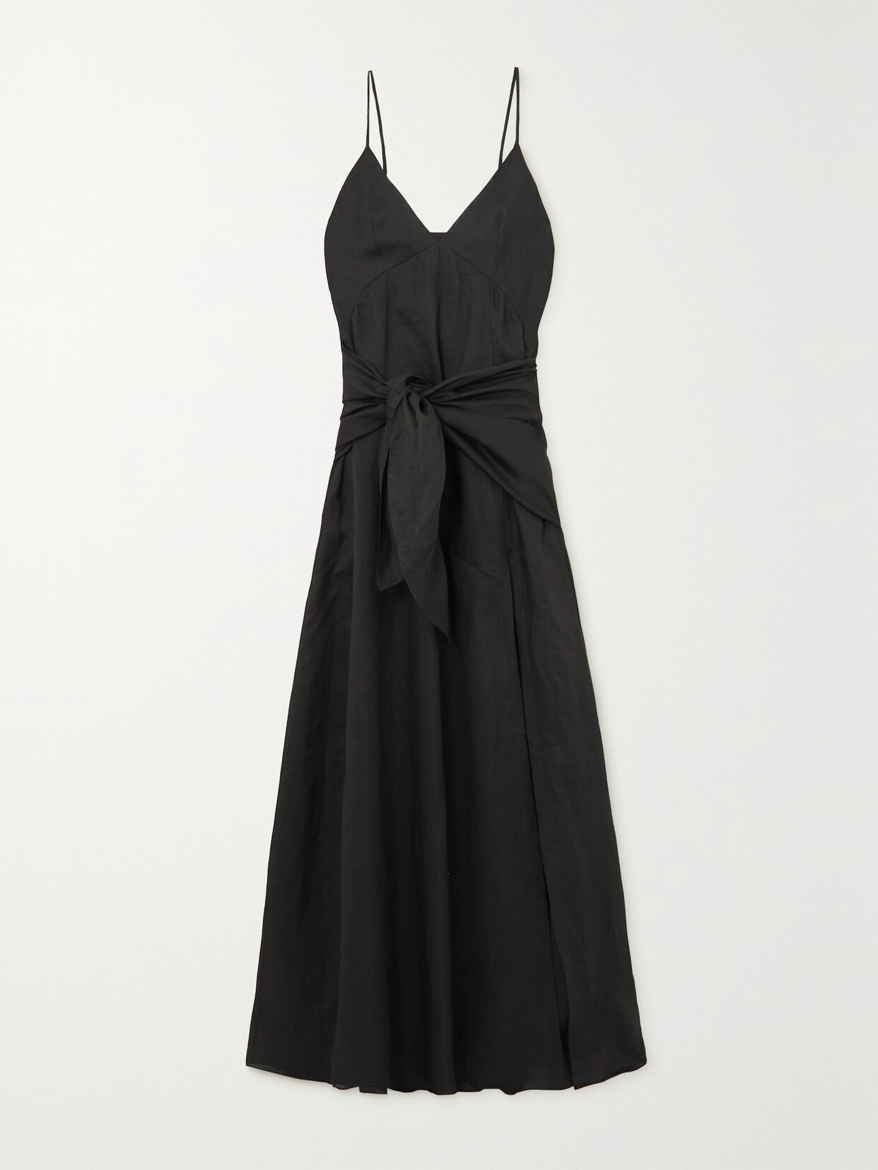 Cortana + Net Sustain Juliana Tie-front Ramie Maxi Dress - Black