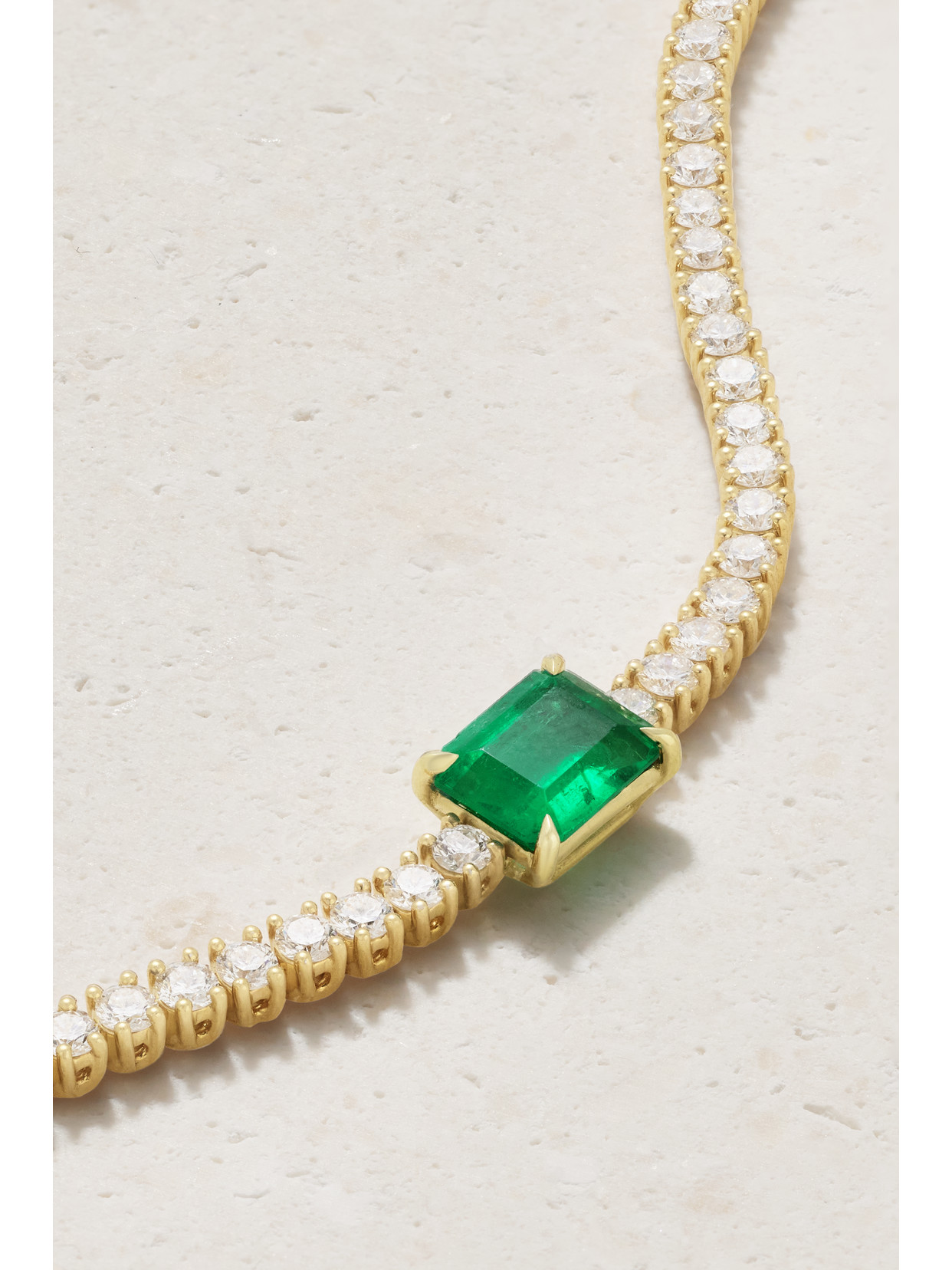 Anita Ko 18k Yellow Gold Diamond Hepburn Bracelet With Emerald Cut Emerald Center In Gold