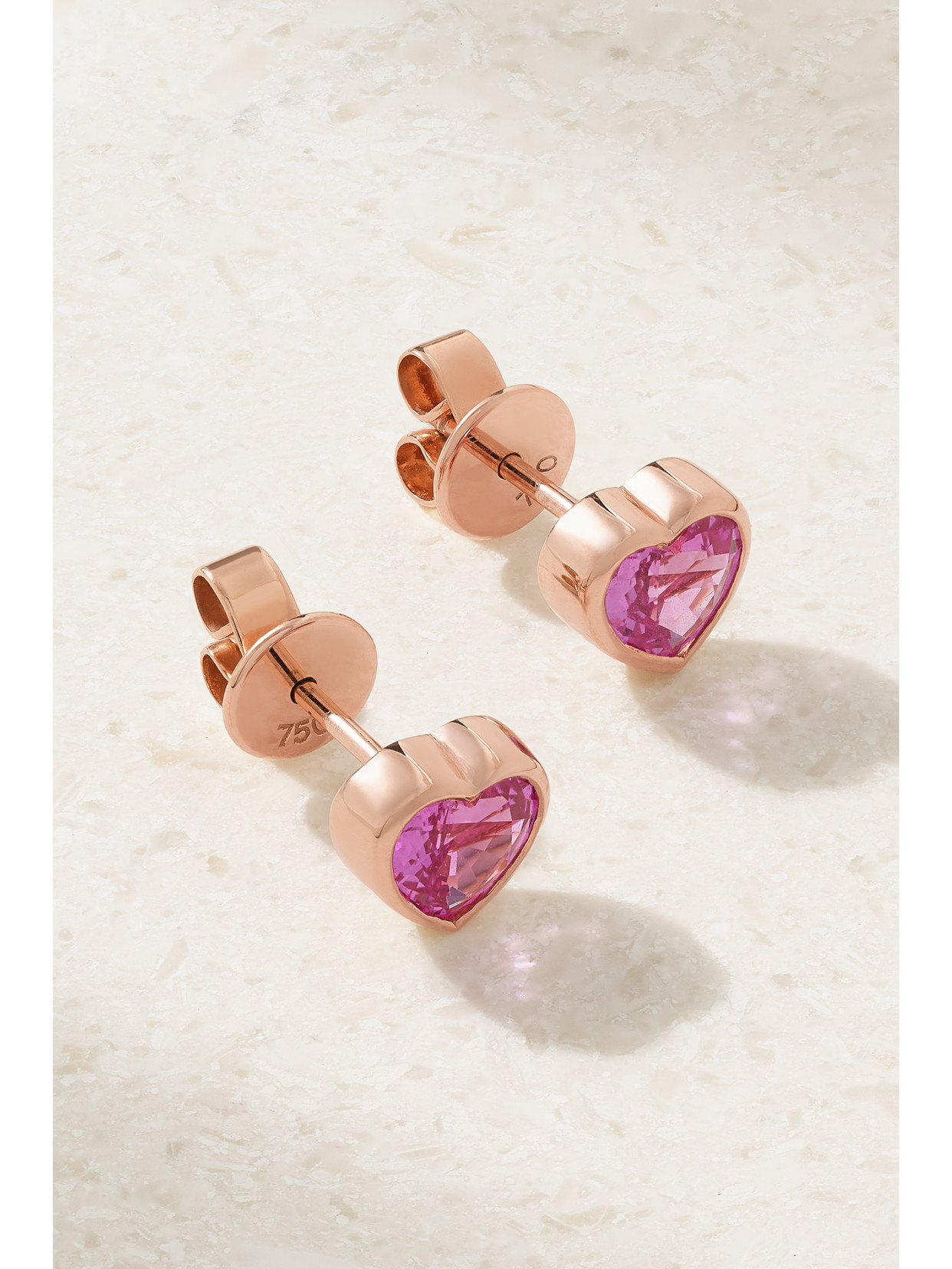 Anita Ko - Heart 18-karat Rose Gold Sapphire Earrings - one size