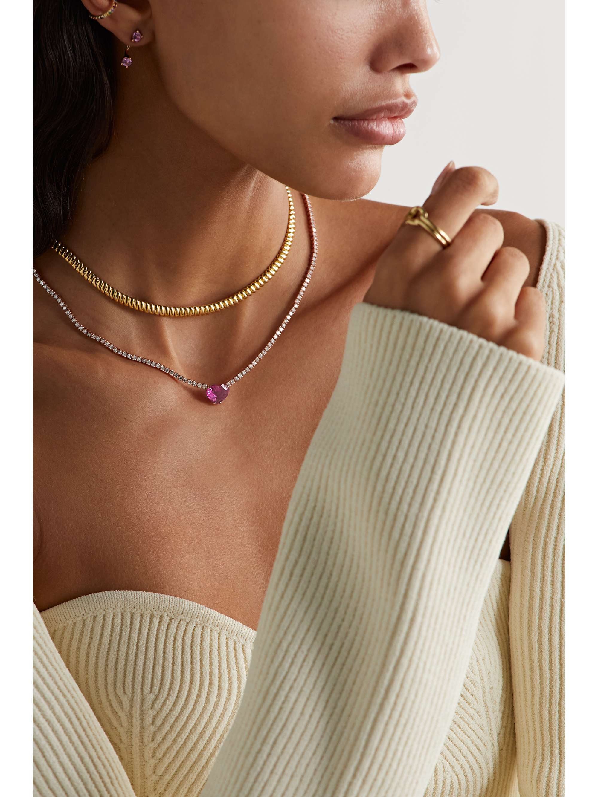 ANITA KO Hepburn 18-karat rose gold, diamond and sapphire necklace