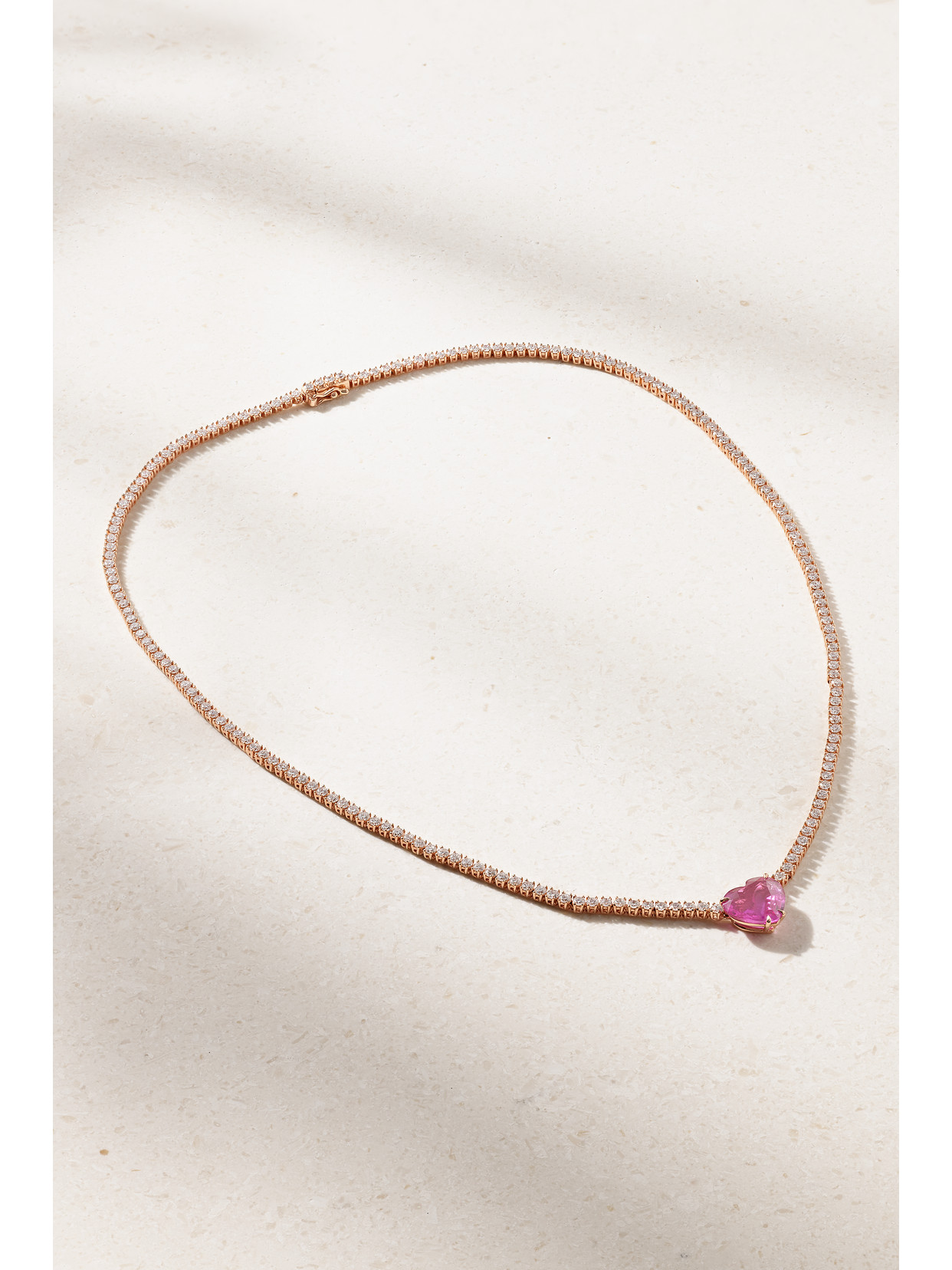 Anita Ko - Hepburn 18-karat Rose Gold, Diamond And Sapphire Necklace - Pink