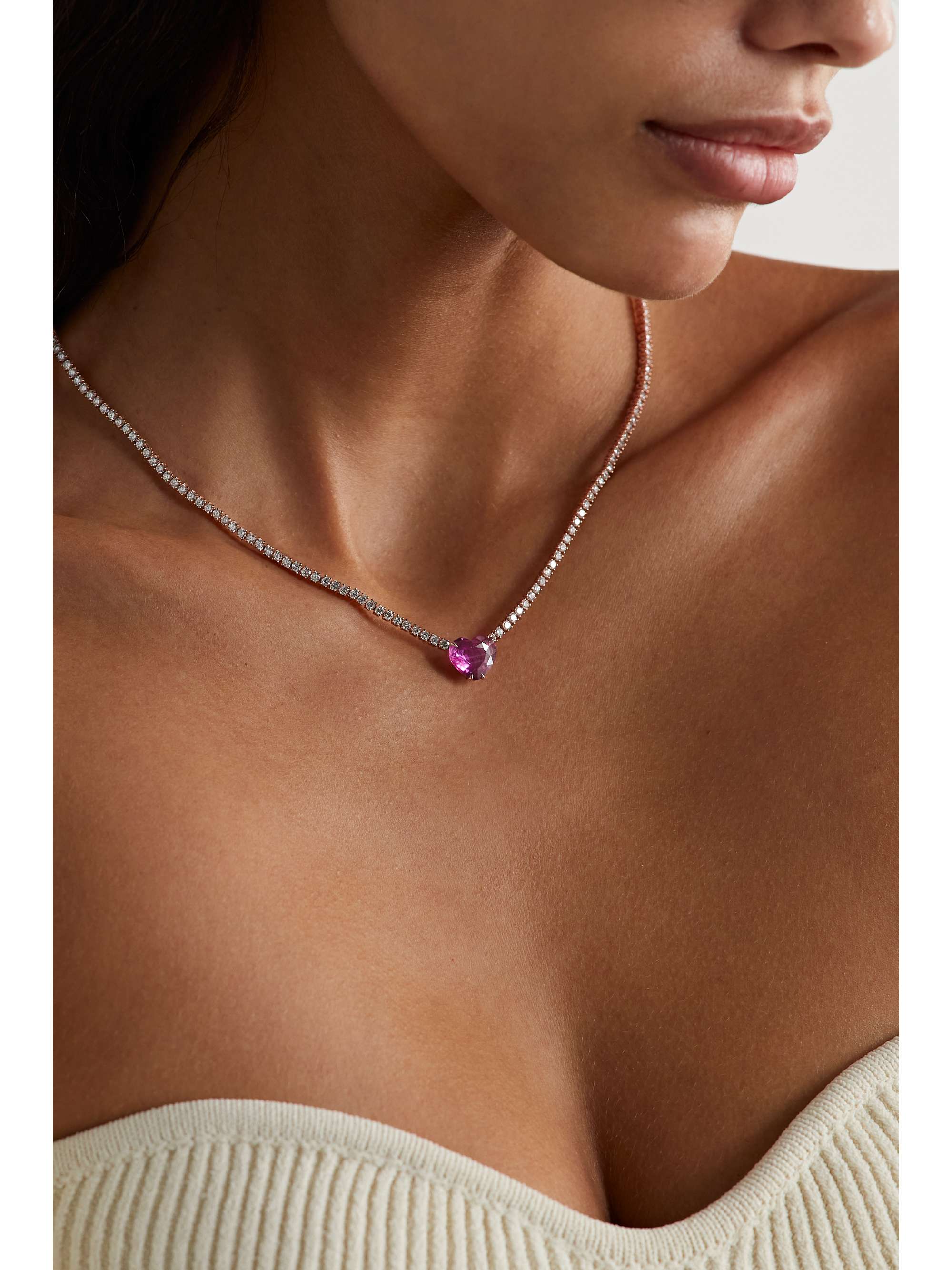 ANITA KO Hepburn 18-karat rose gold, diamond and sapphire necklace