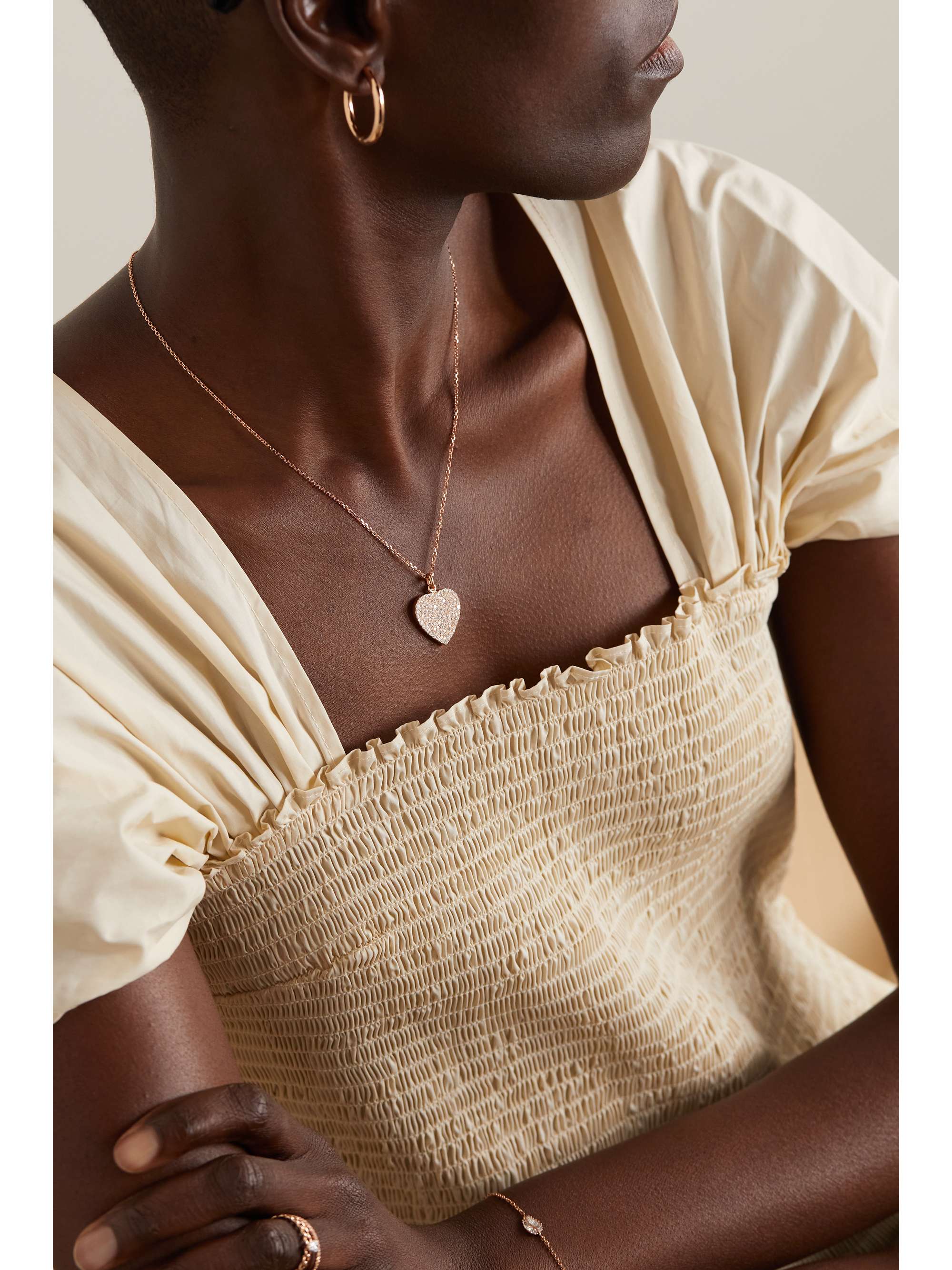ANITA KO Pebble 18-karat rose gold diamond necklace