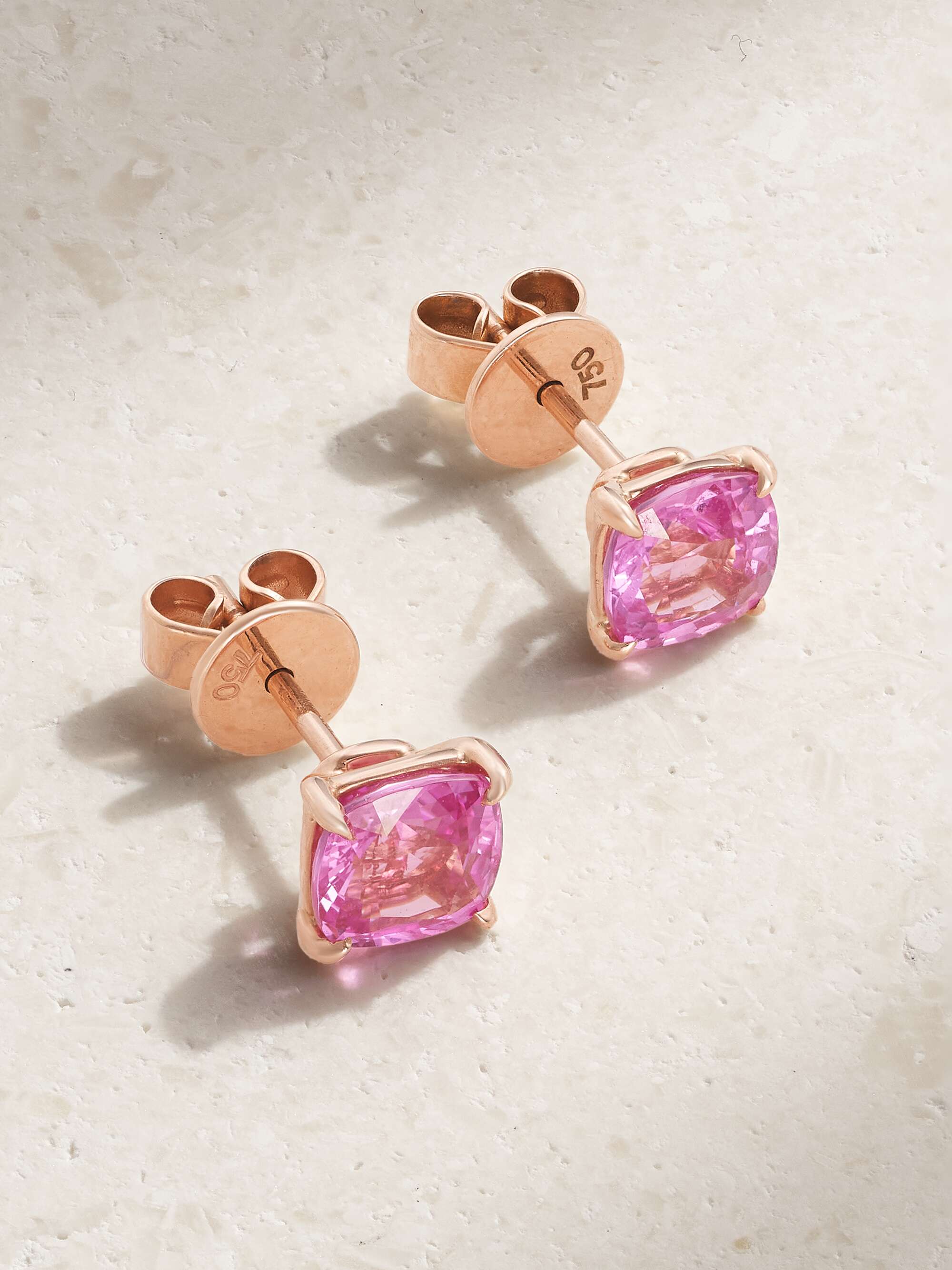 Pink 18 karat rose gold sapphire earrings ANITA KO NET A PORTER