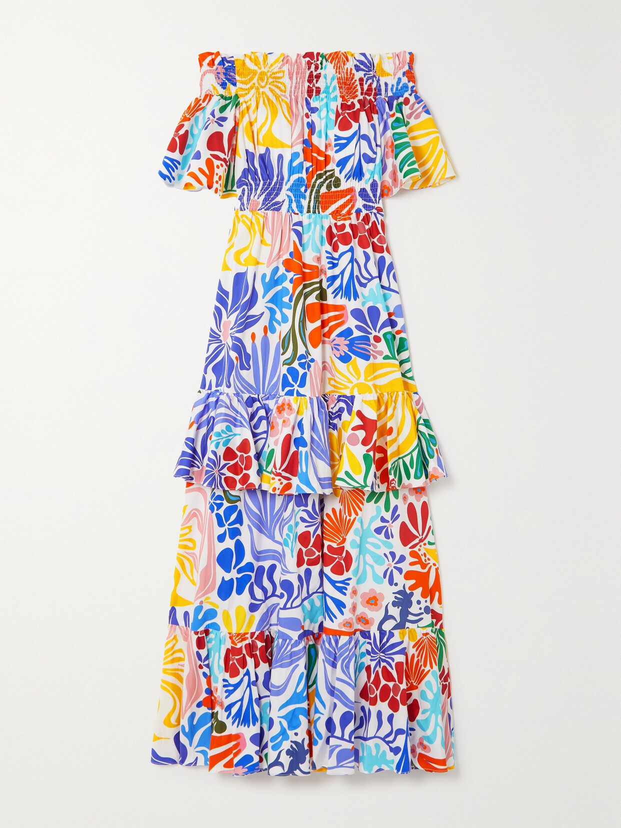 Borgo de Nor Elena Off-the-shoulder Printed Cotton-poplin Maxi Dress - Multi