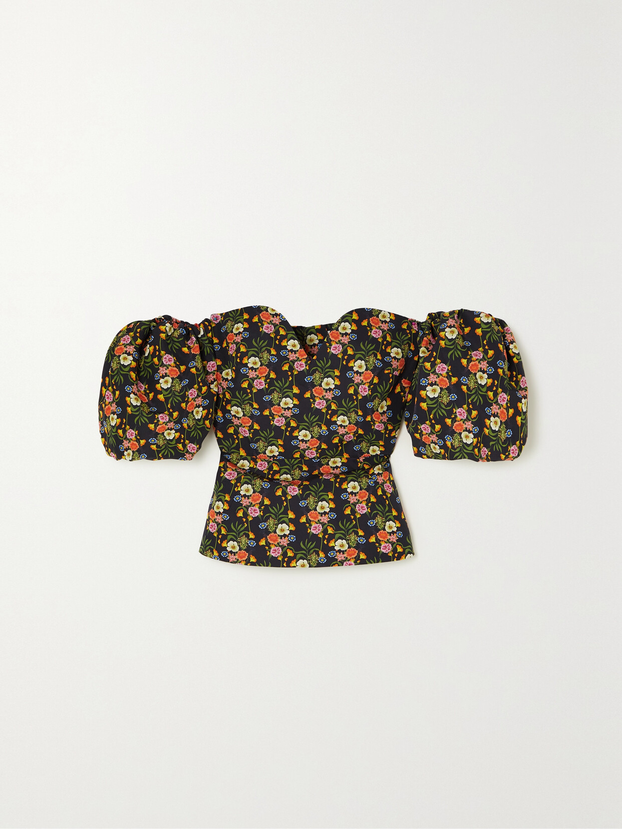 Borgo de Nor Alma Off-the-shoulder Floral-print Twill Top - Black