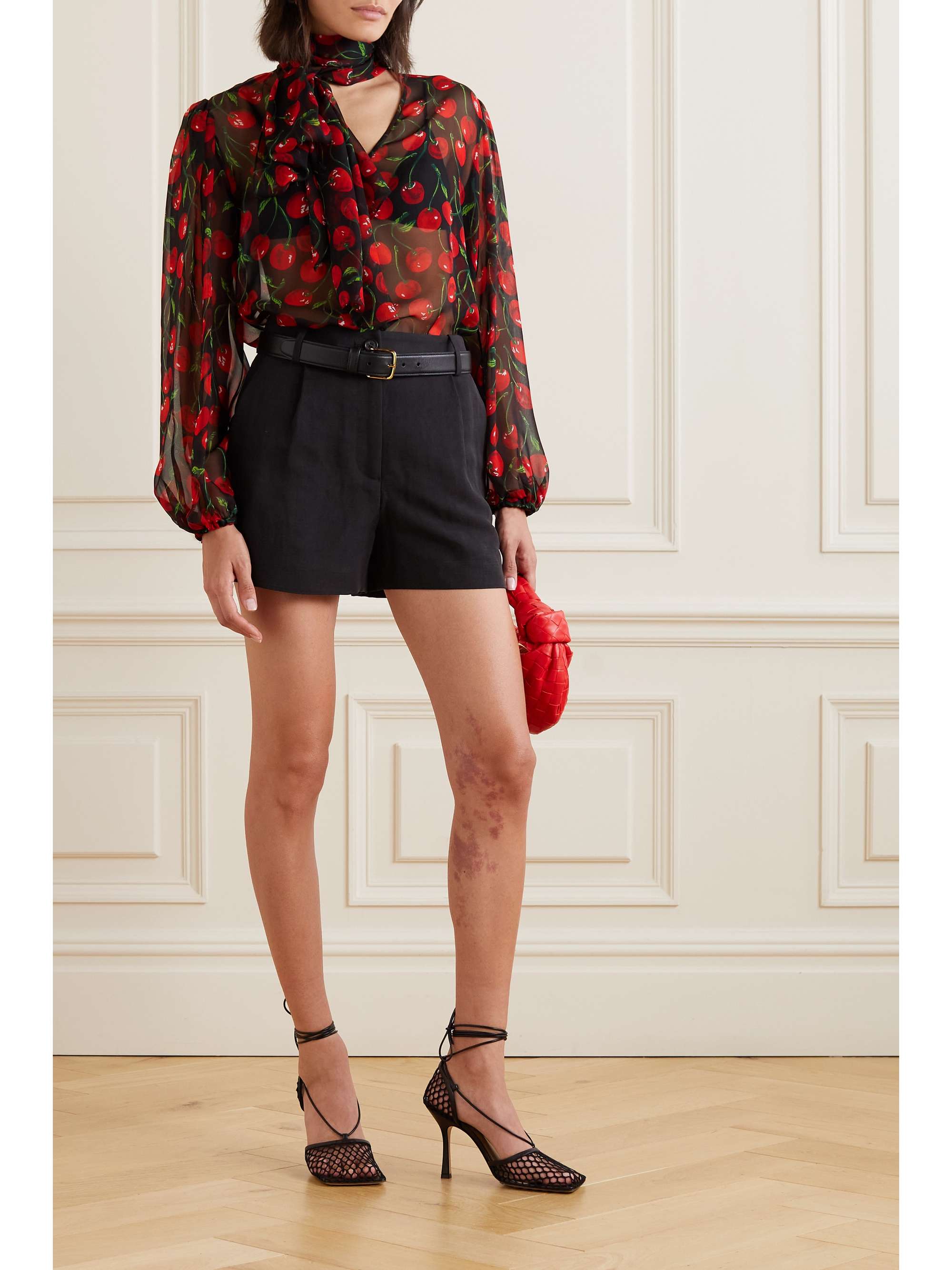 DOLCE & GABBANA Tie-neck printed silk-chiffon blouse | NET-A-PORTER