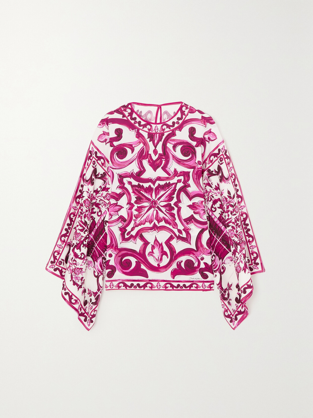 Shop Dolce & Gabbana Printed Silk-blend Blouse In Pink