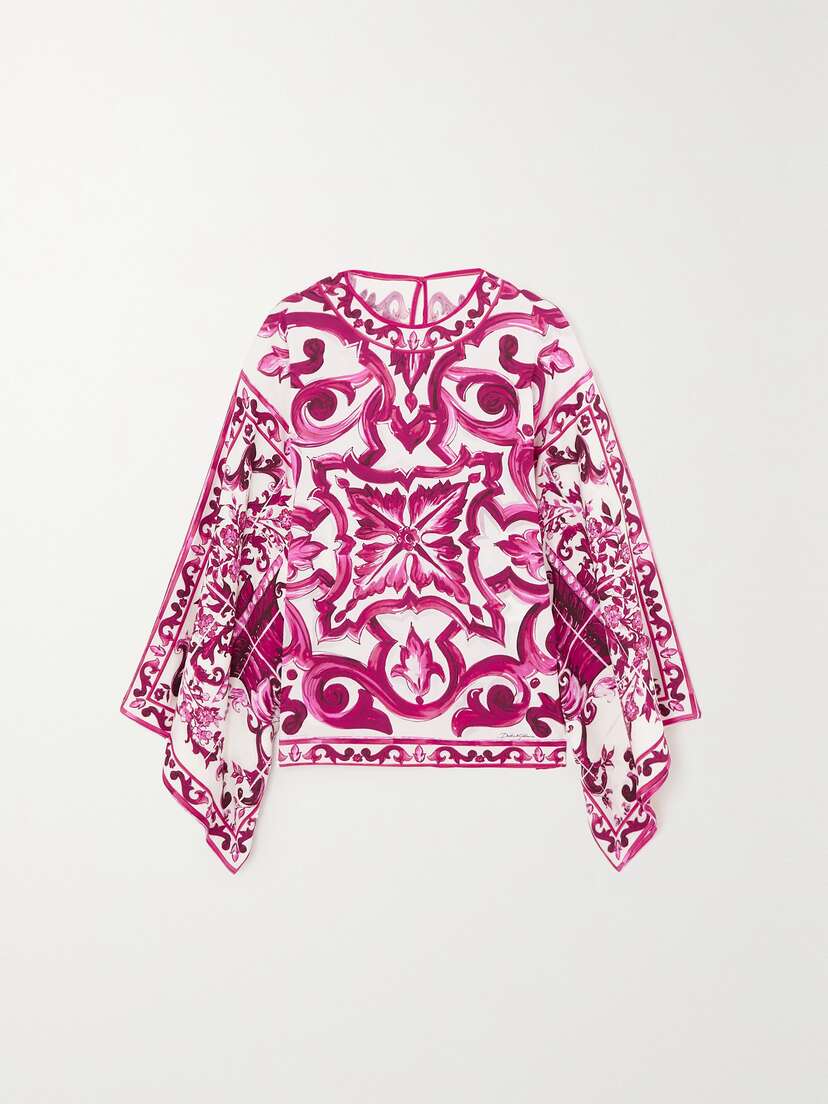 Dolce & Gabbana Maiolica Printed Silk-blend Blouse