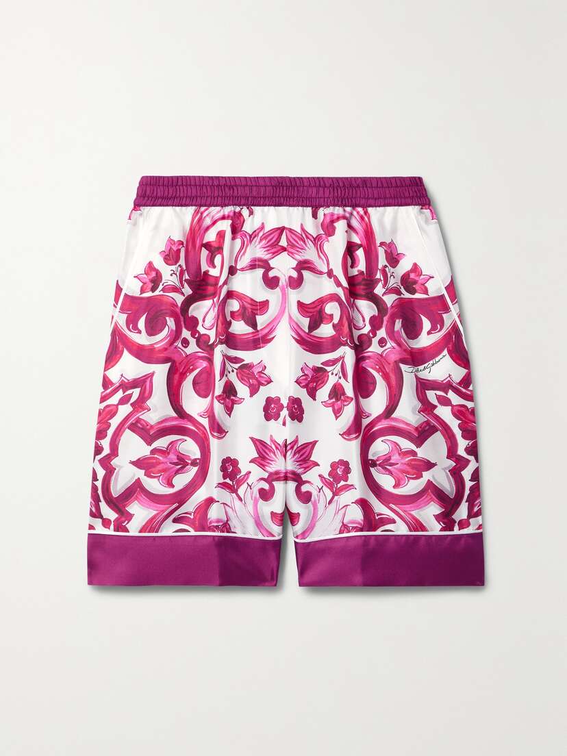 Dolce & Gabbana Maiolica Printed Silk-satin Twill Shorts