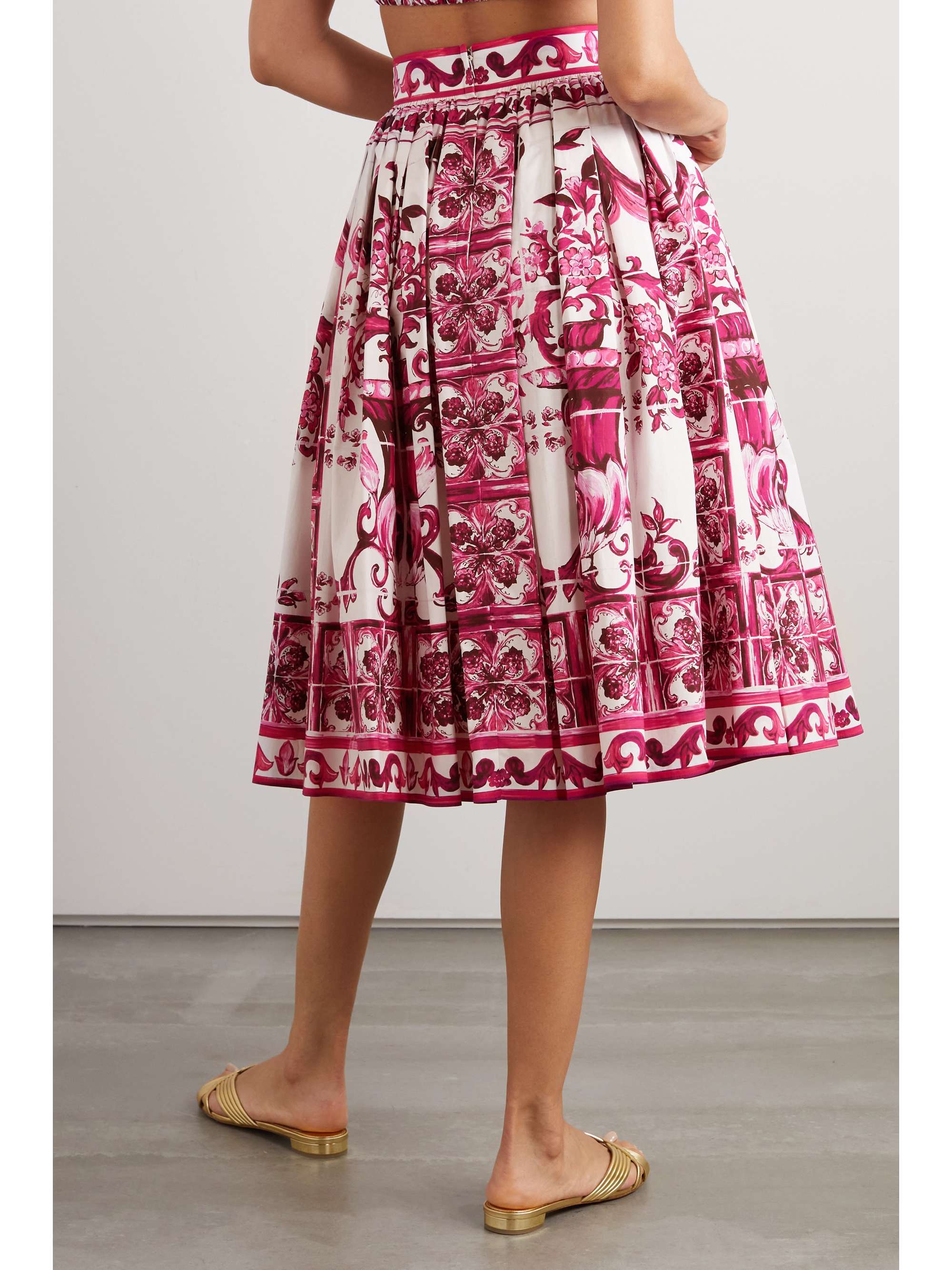 DOLCE&GABBANA Printed cotton-poplin midi skirt