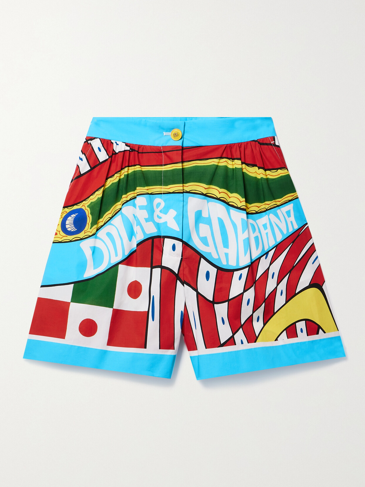 Dolce & Gabbana Printed Cotton-poplin Shorts In Blue