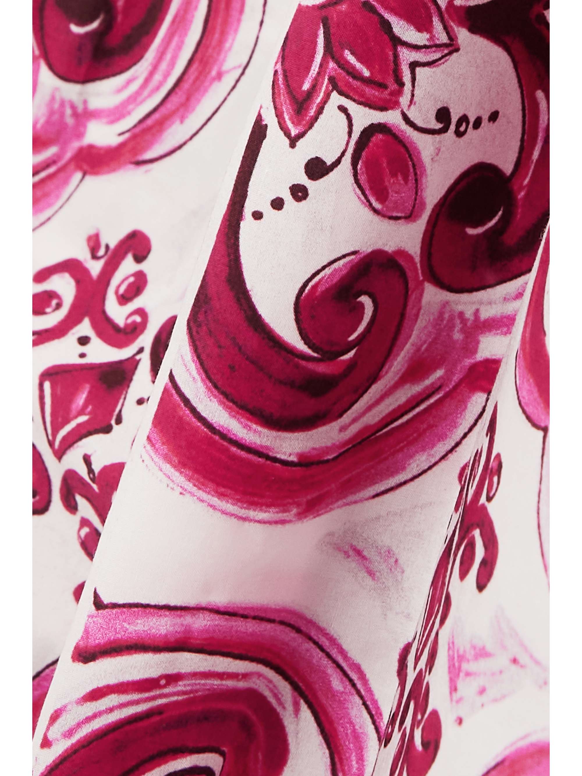DOLCE&GABBANA Open-back shirred printed cotton-poplin maxi dress
