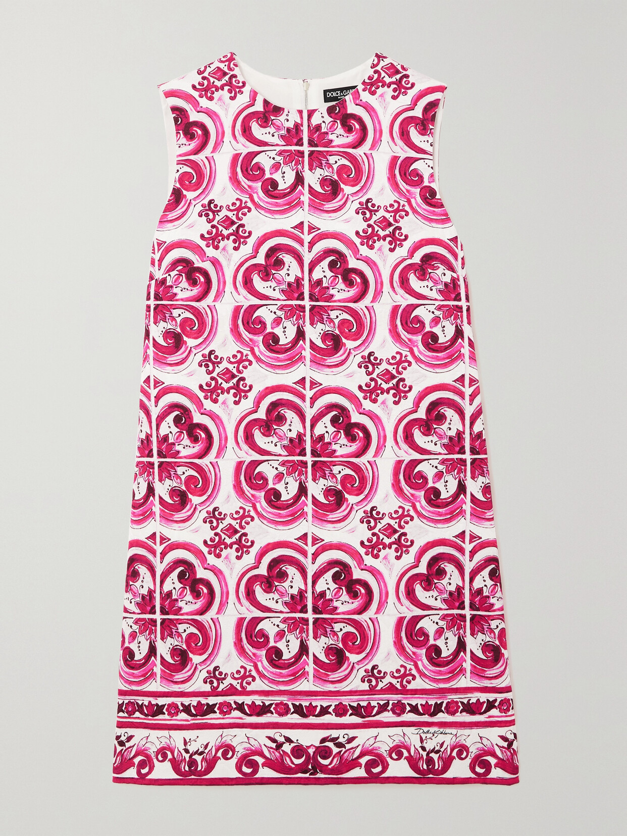 Shop Dolce & Gabbana Printed Cotton-blend Mini Dress In Pink