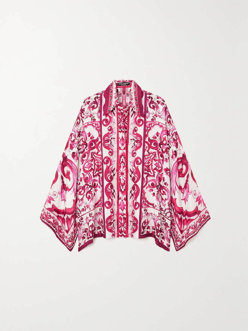 Dolce & Gabbana Maiolica Printed Silk-twill Shirt