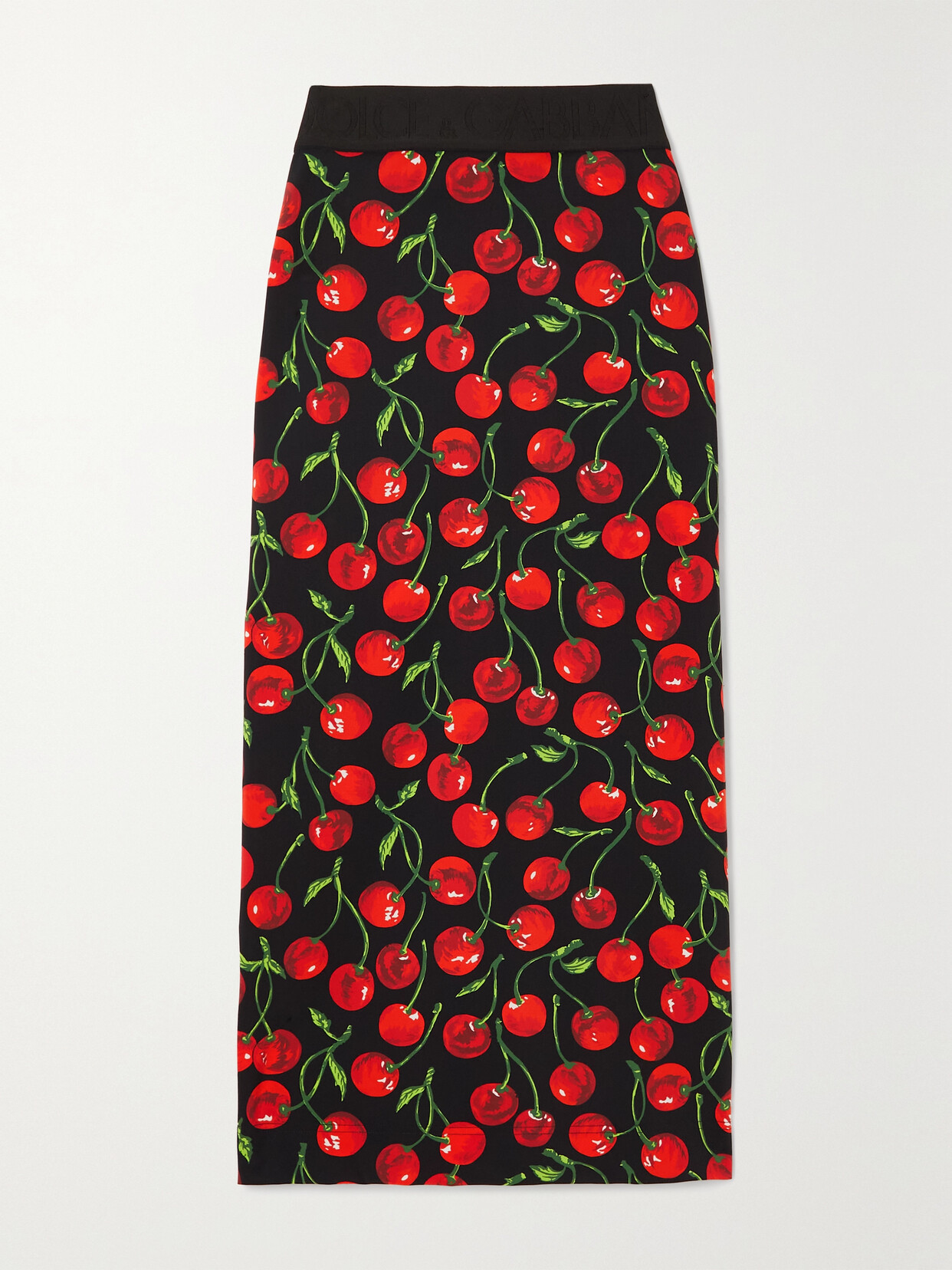 Shop Dolce & Gabbana Printed Stretch-jersey Skirt In Red