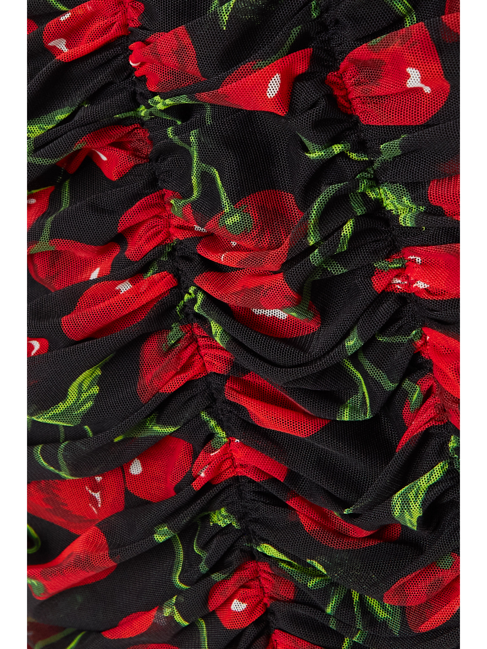 Dolce&Gabbana Strapless ruched printed stretch-tulle mini dress