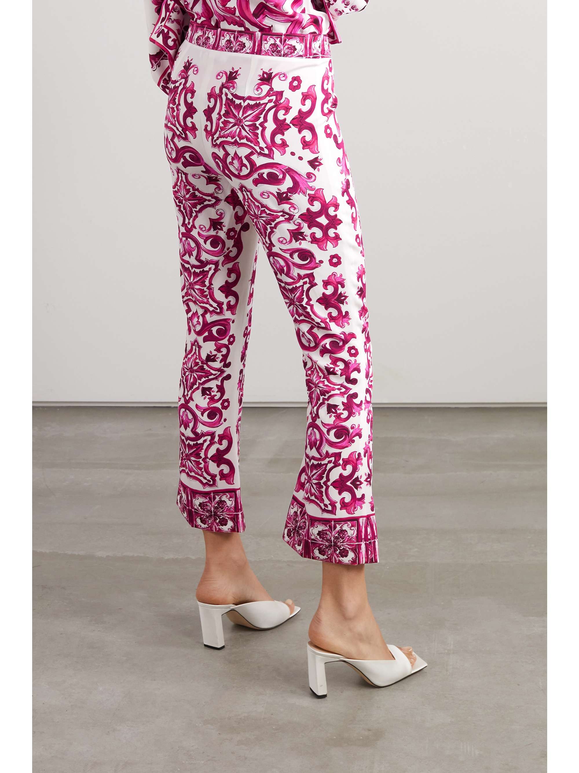 DOLCE&GABBANA Printed silk-blend crepe de chine flared pants