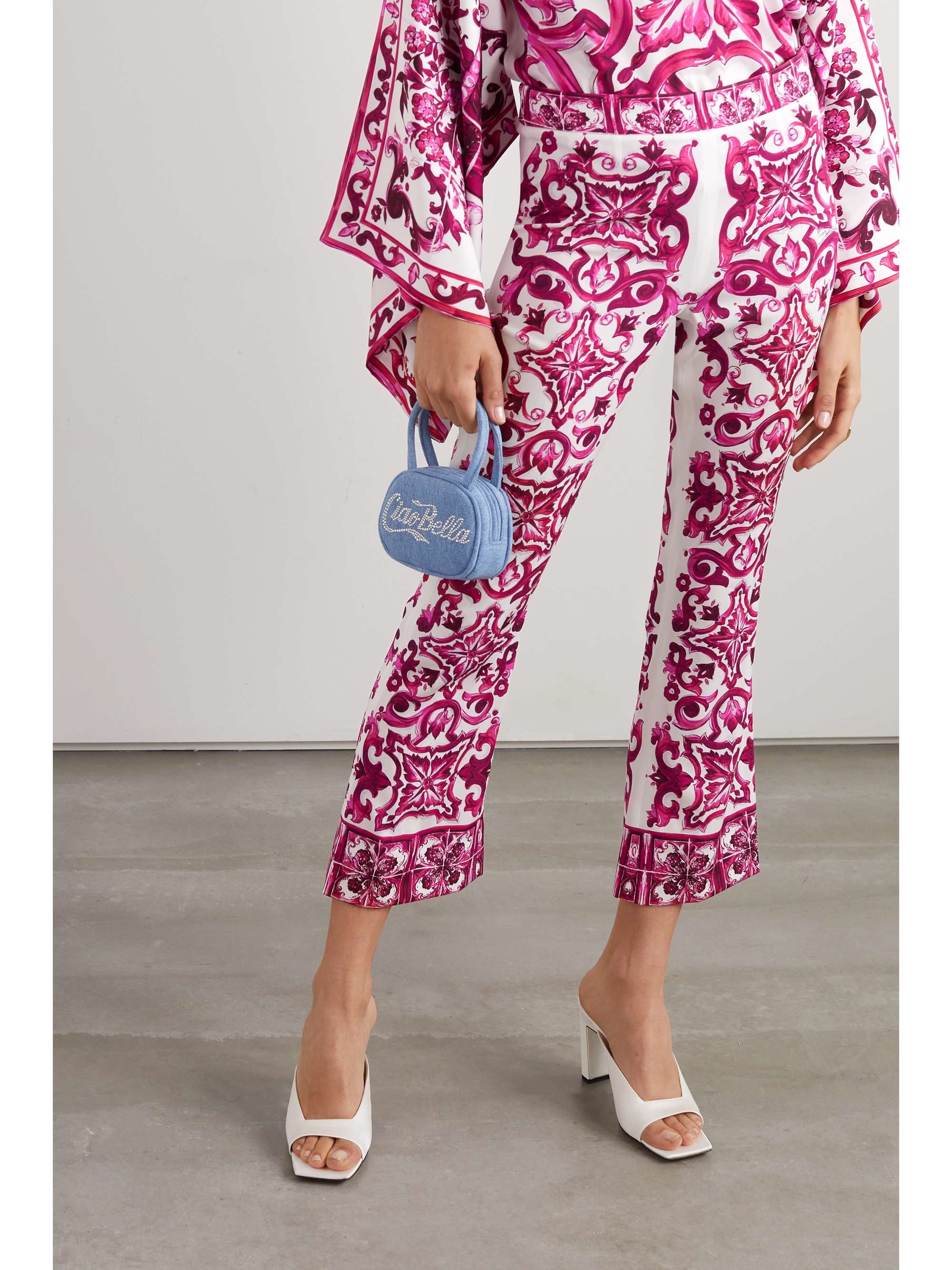 DOLCE&GABBANA Printed silk-blend crepe de chine flared pants