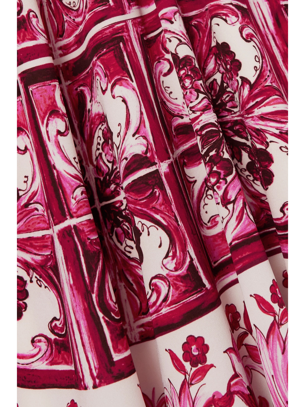 Dolce & Gabbana Pleated Printed Stretch Silk-blend Mini Dress In Pink