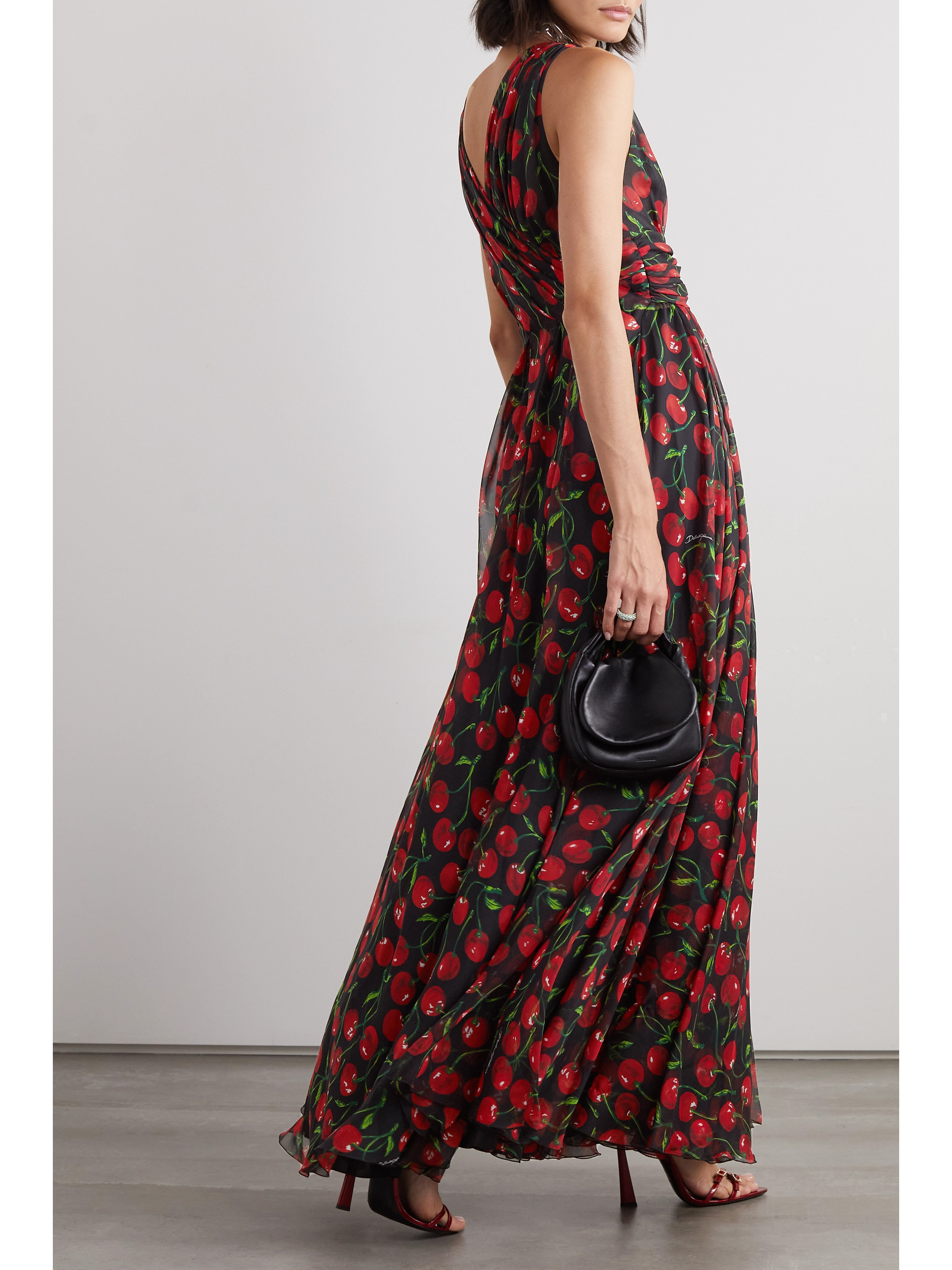 Dolce&Gabbana Gathered printed silk-blend chiffon maxi dress