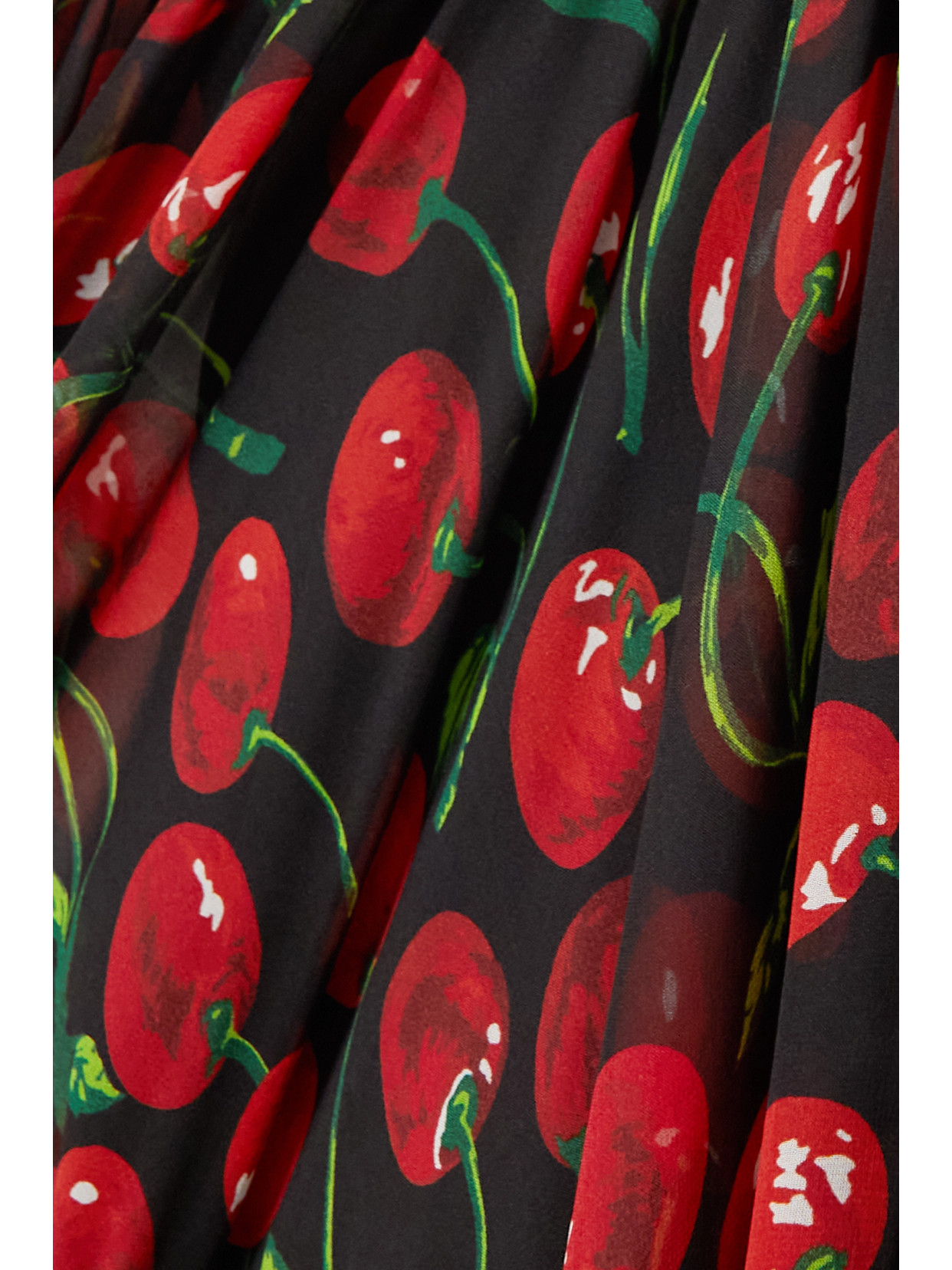 Dolce & Gabbana Long Cherry-print Chiffon Dress In Red