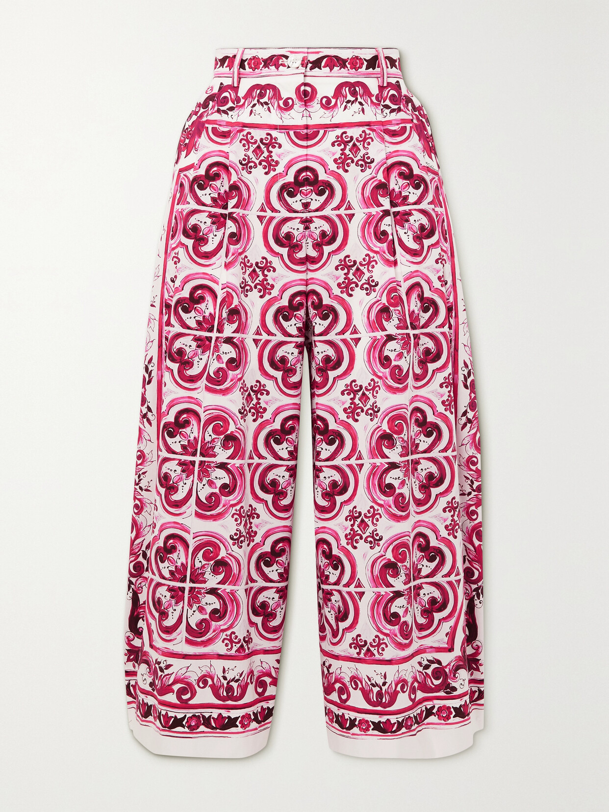 Shop Dolce & Gabbana Printed Cotton-poplin Culottes In Pink