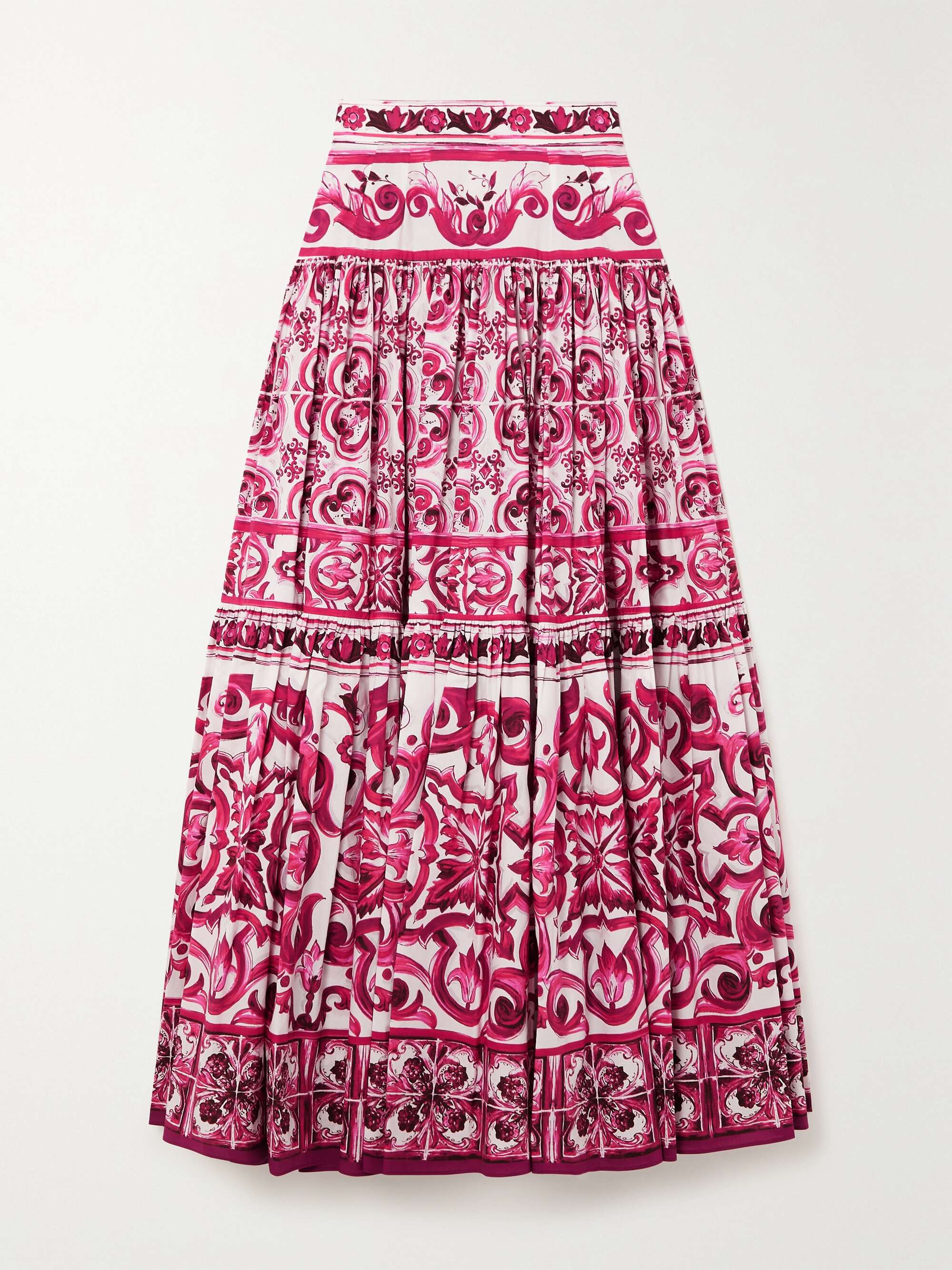 DOLCE & GABBANA Tiered printed cotton-poplin maxi skirt | NET-A-PORTER