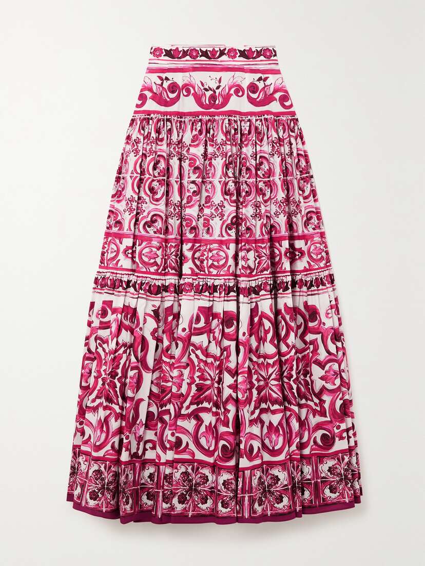 Dolce & Gabbana Maiolica Tiered Printed Cotton-poplin Maxi Skirt