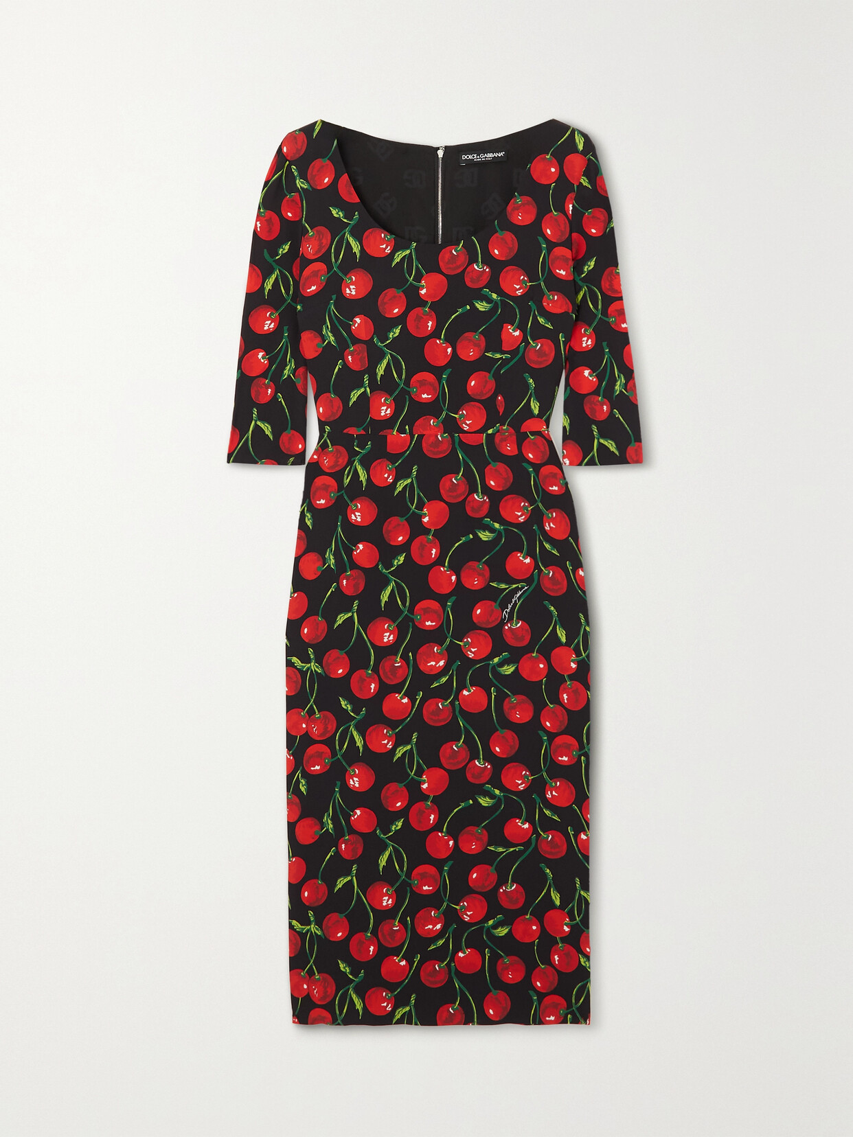 Dolce & Gabbana Printed Stretch-silk Charmeuse Midi Dress In Red