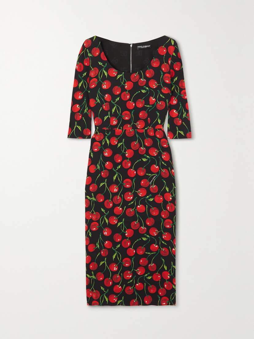 Dolce & Gabbana Printed Stretch-silk Charmeuse Midi Dress