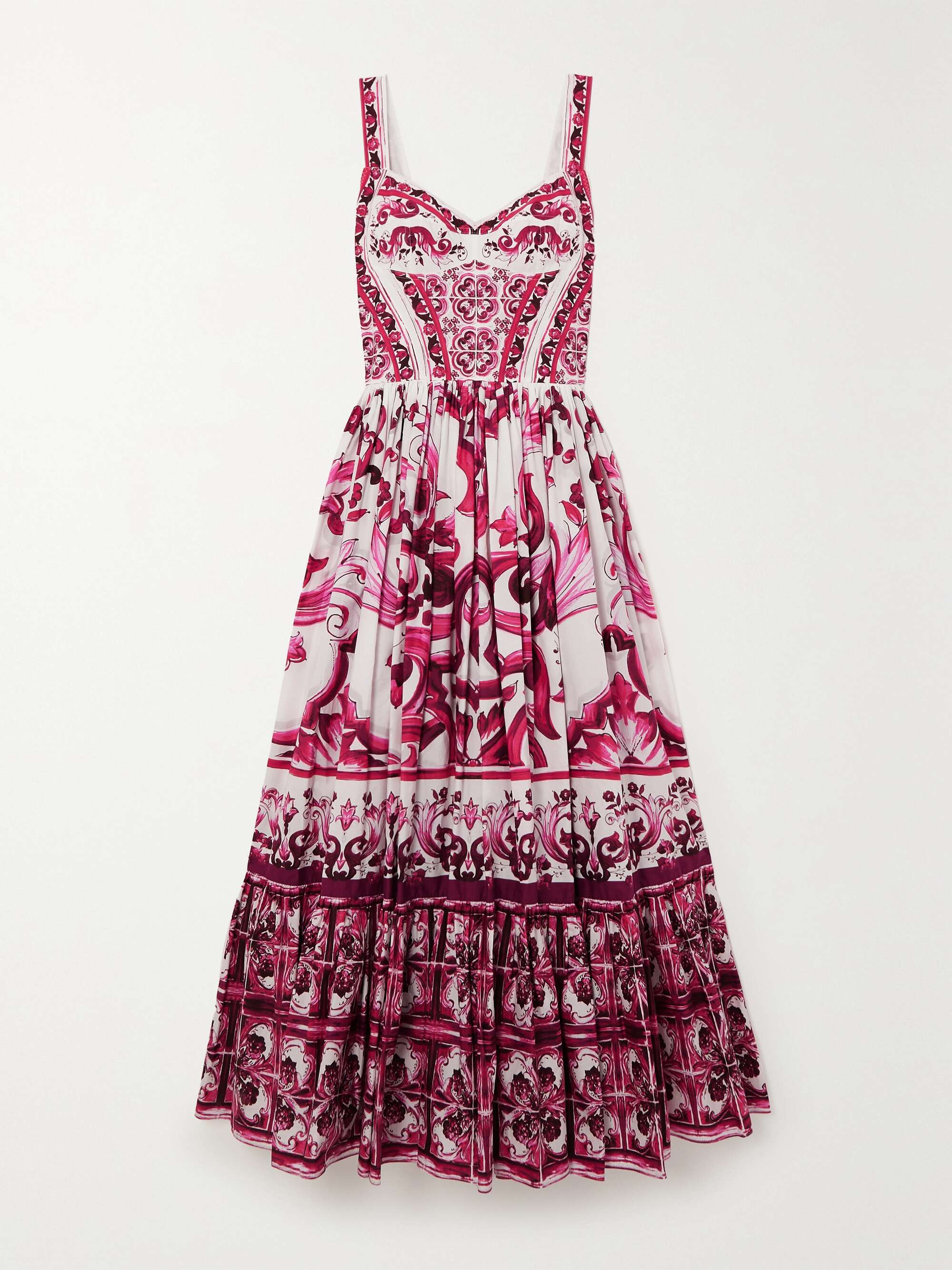 DOLCE & GABBANA Pleated printed cotton-poplin maxi dress | NET-A-PORTER