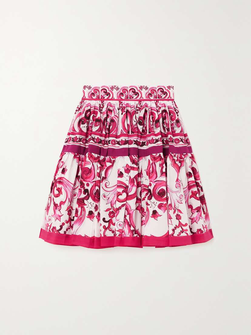 Dolce & Gabbana Maiolica Pleated Printed Cotton-poplin Mini Skirt