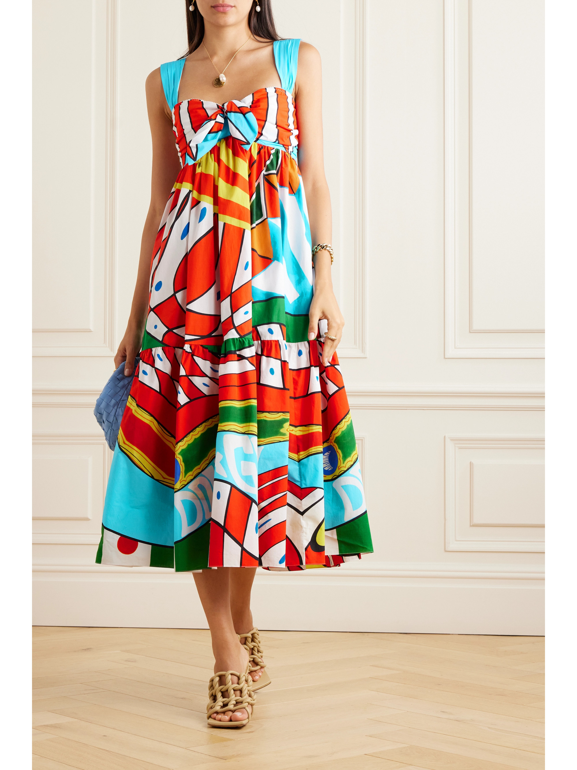 Dolce&Gabbana Pleated printed cotton-poplin midi dress