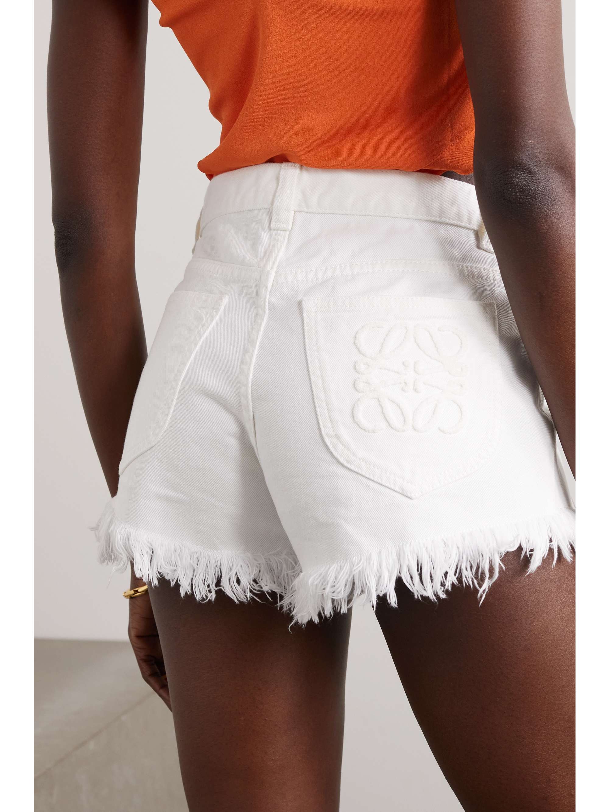 LOEWE + Paula's Ibiza fringed denim shorts